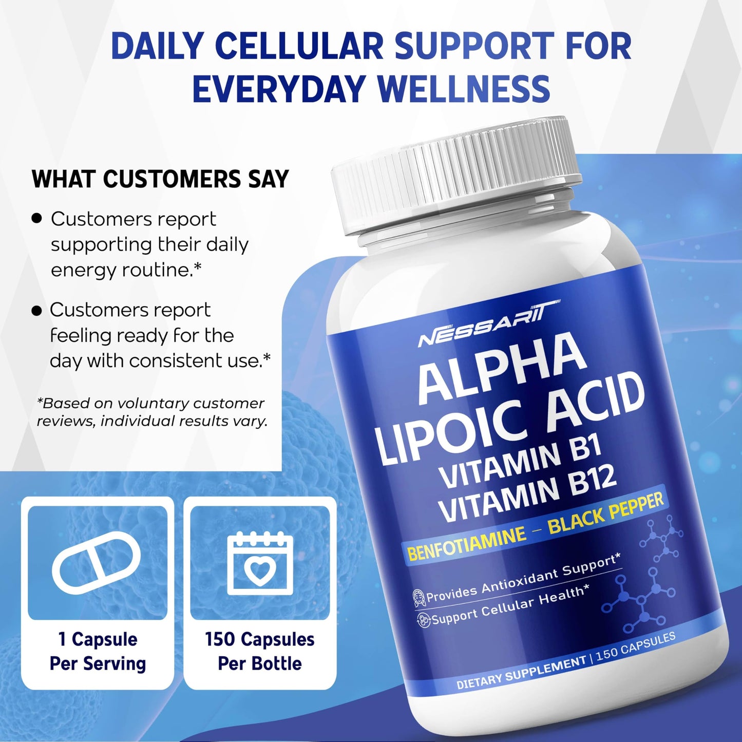 NESSARIT Alpha Lipoic Acid Supplement 150 Capsules