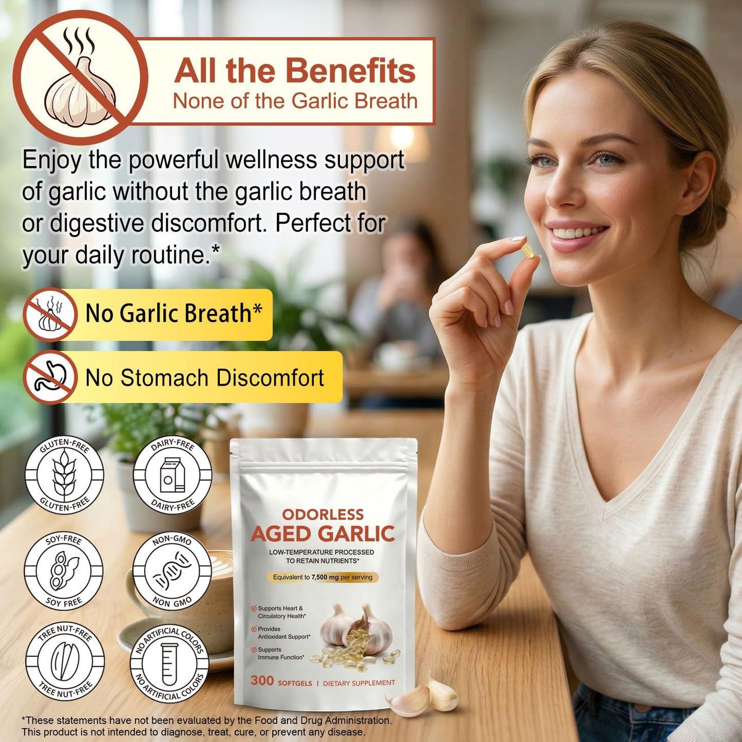 VOFANK Odorless Aged Garlic Extract Softgel, 600 Softgels