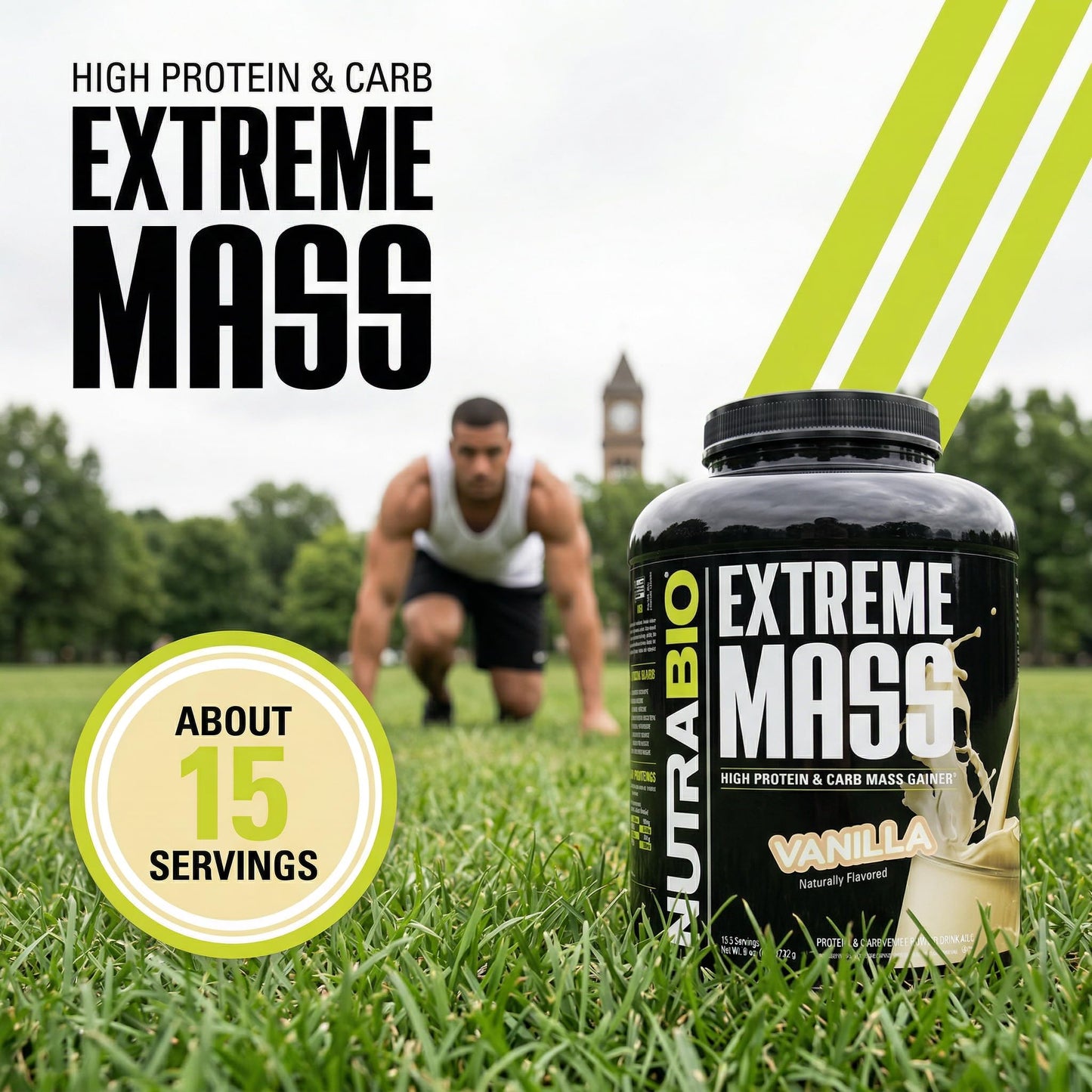 NutraBio Extreme Mass Gainer Protein Powder - Vanilla, 96 Servings