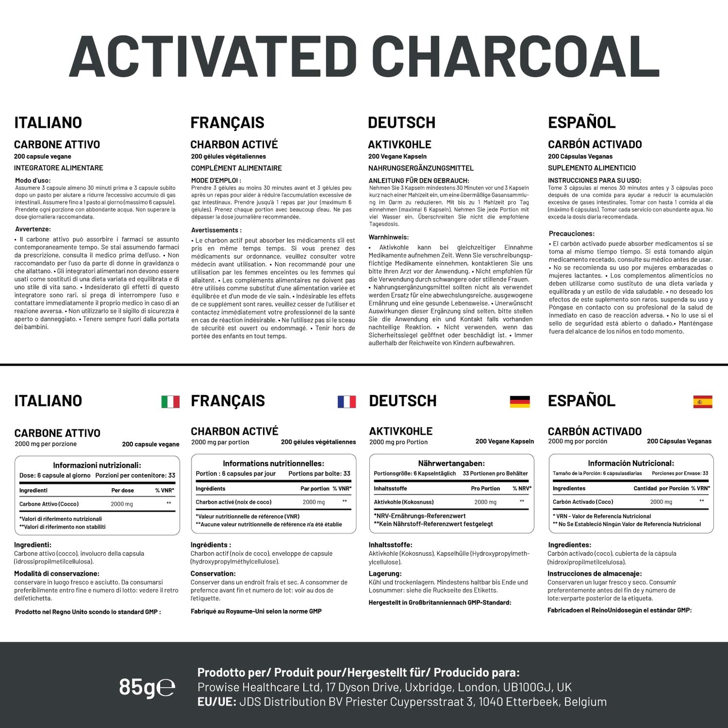 PH PROWISE Healthcare Activated Charcoal Capsules 200 Capsules