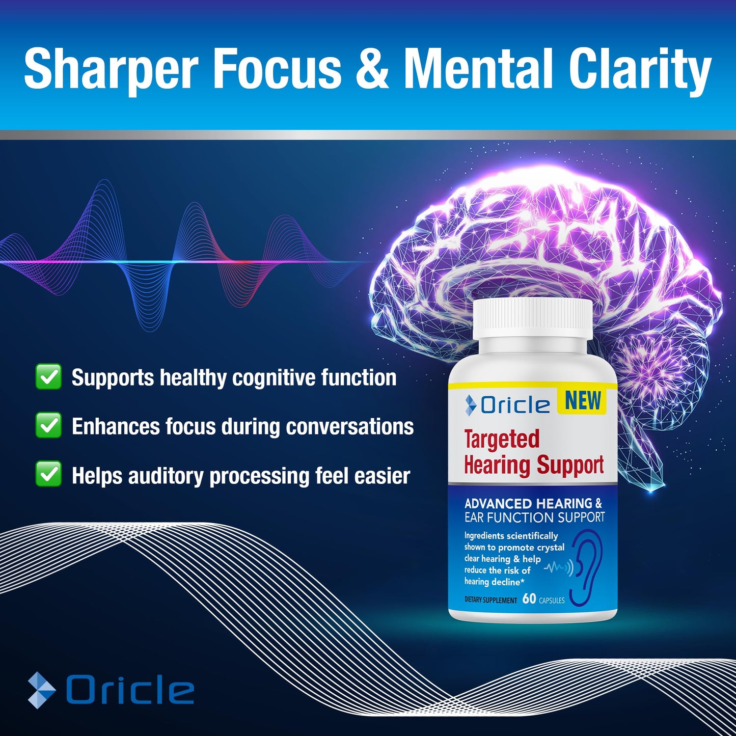 Oricle Targeted Hearing Support 60 Vegan Capsules