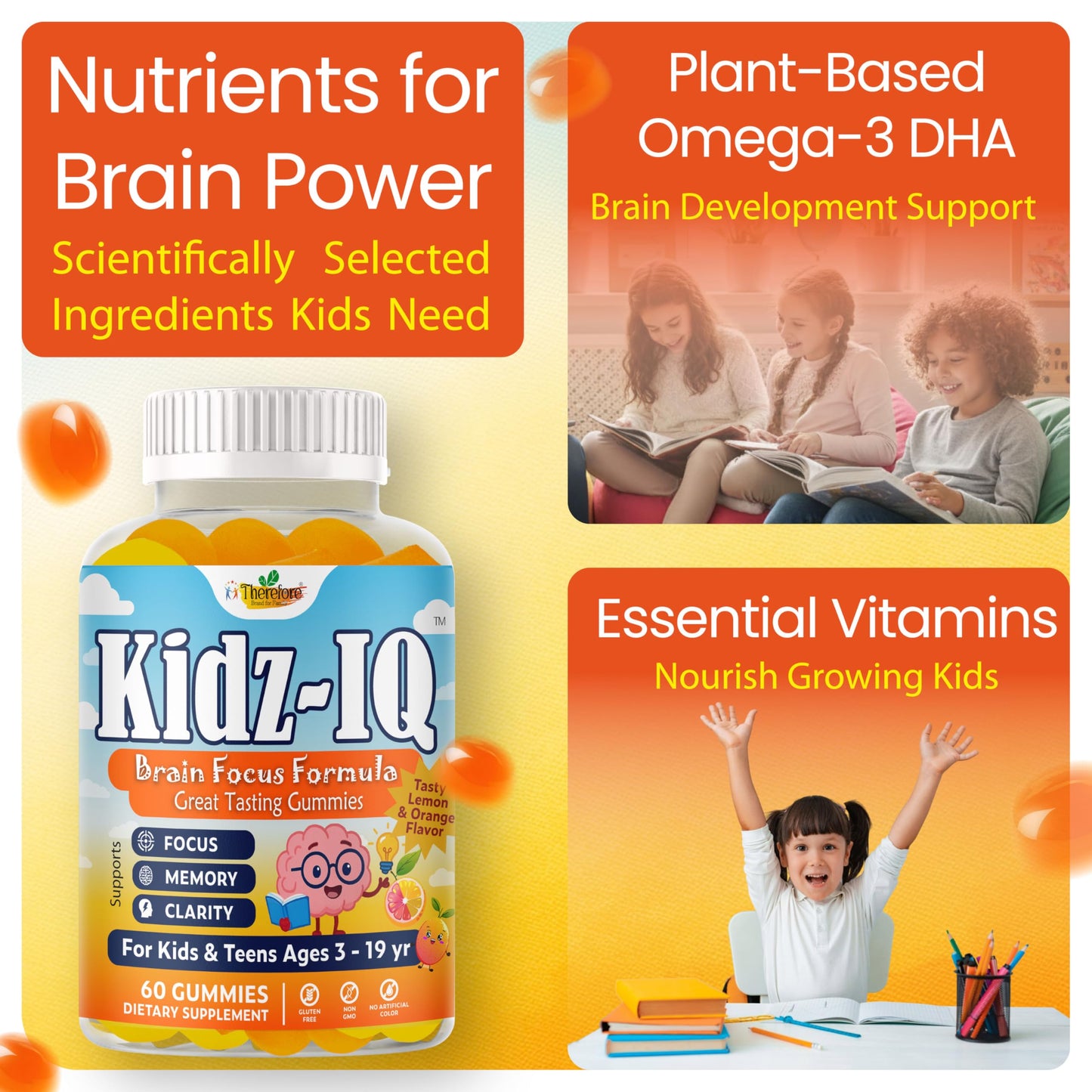 Therefore Kidz IQ Omega-3 for Kids Gummies, 60 Count