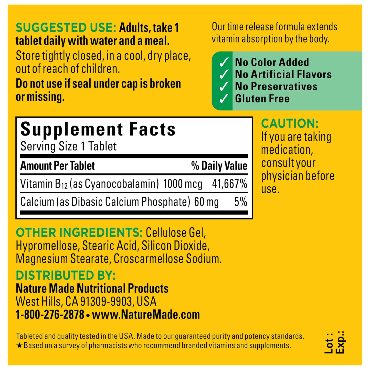 Nature Made Vitamin B12 1000 mcg, B12 Vitamins, Dietary Supplement for Energy Metabolism Support, 75 Time Release Tablets, 75 Day Supply