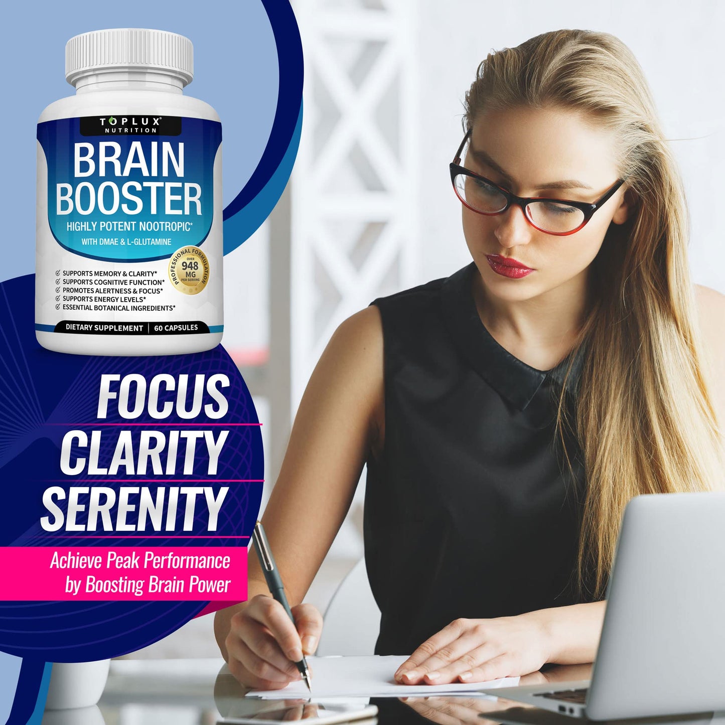 Toplux Brain Supplement Nootropic Capsule 60 Capsules