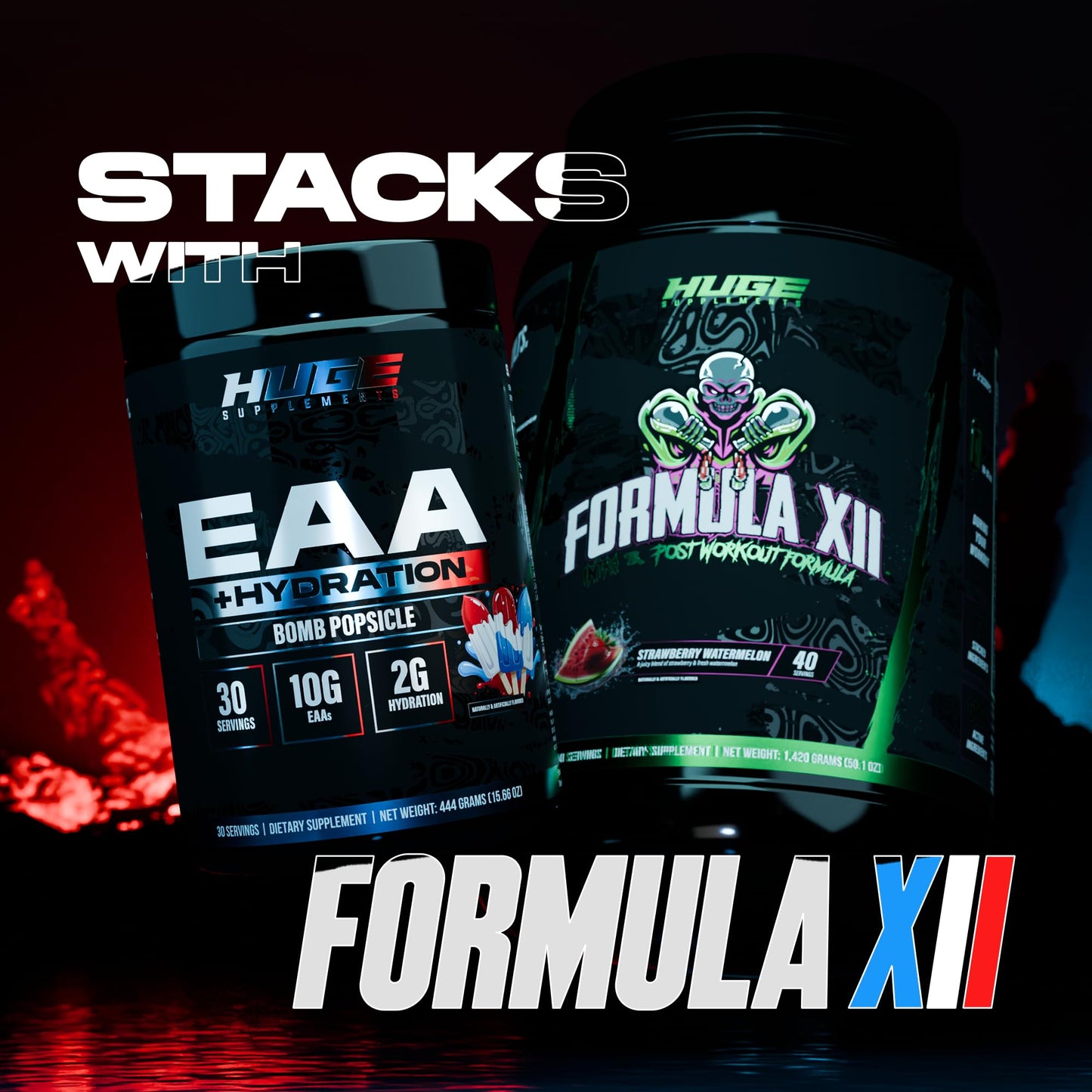 Huge Supplements EAA + Hydration Essential Amino Acids Powder, EAAs & BCAAs, Intra & Post Workout Recovery, Bomb Popsicle, 15.6 Ounce