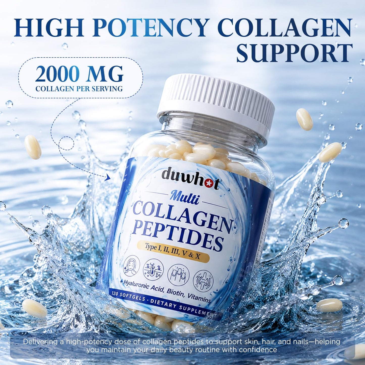duwhot Collagen Peptides Softgels 120 Count