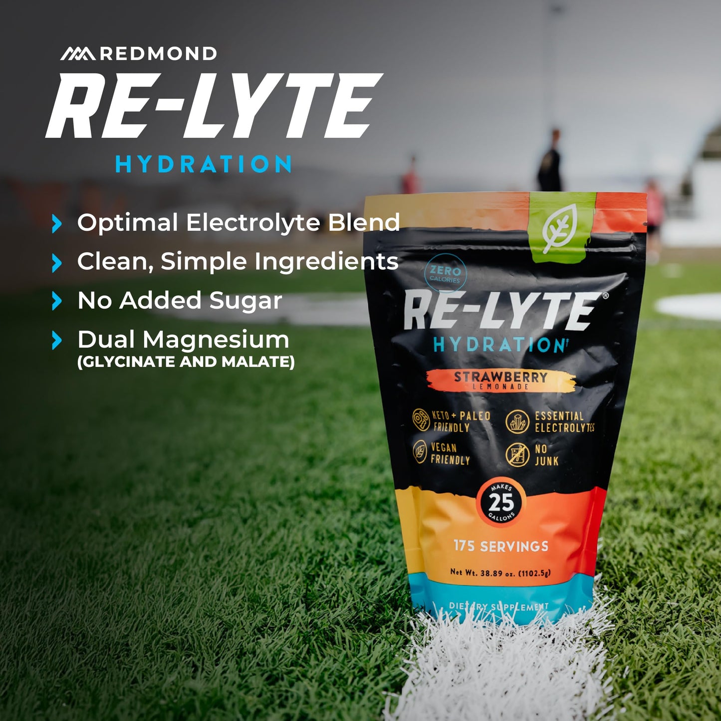 REDMOND Re-Lyte Hydration Electrolyte Powder, 175 Servings, Strawberry Lemonade