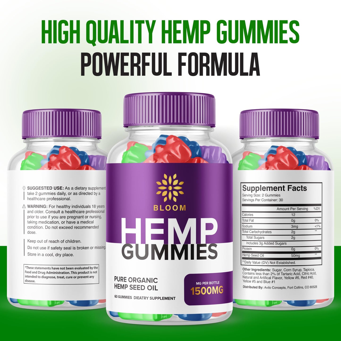 Purvia Bloom Hemp Gummies, 60 Gummies