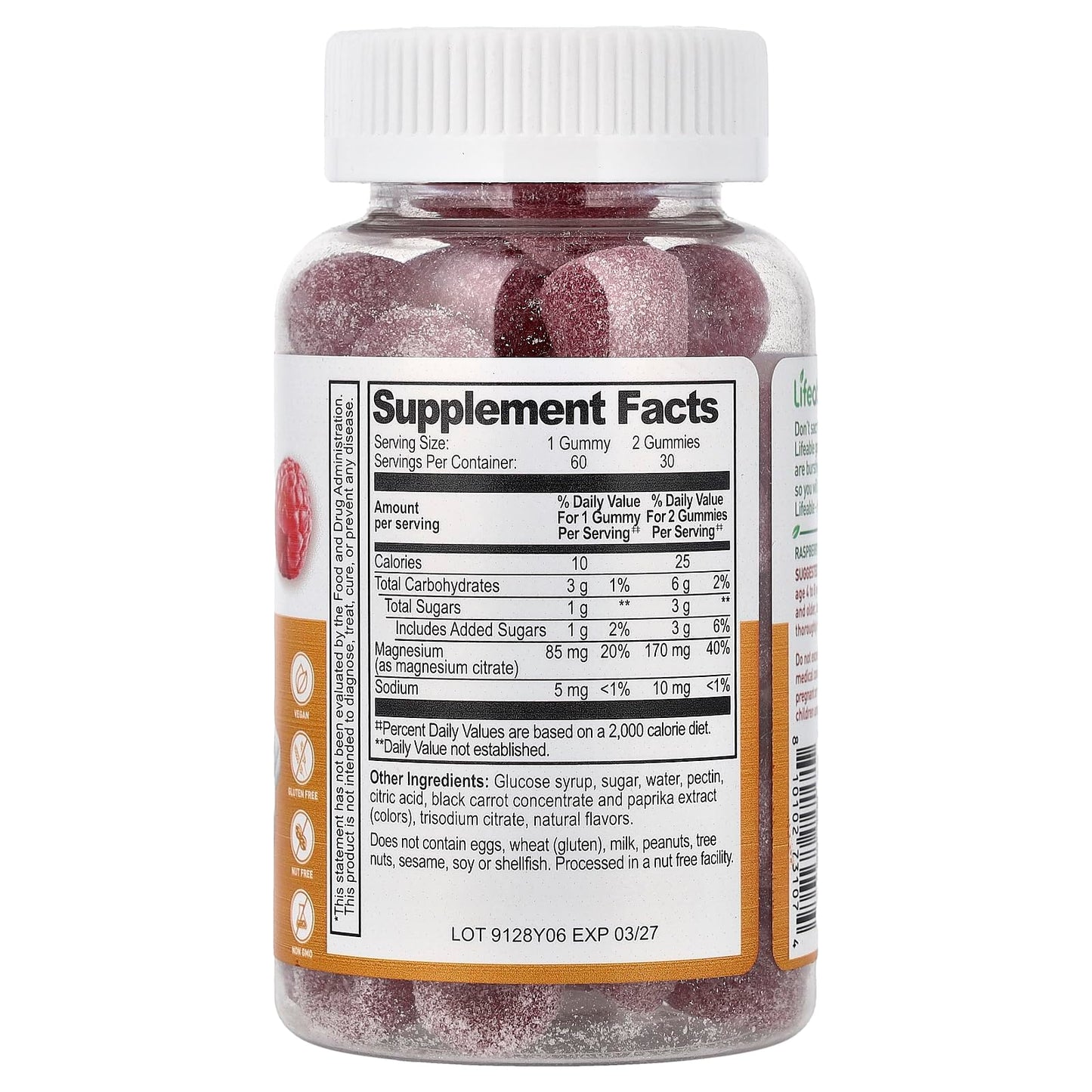 Lifeable Kids Magnesium Citrate Gummies Raspberry, 60 Gummies