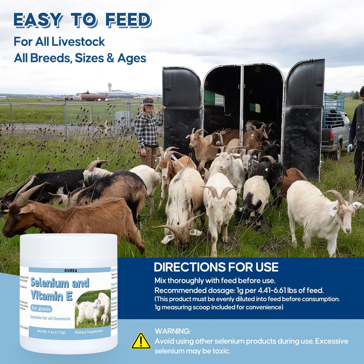 Ourea Selenium & Vitamin E Powder for Goats, 1 oz