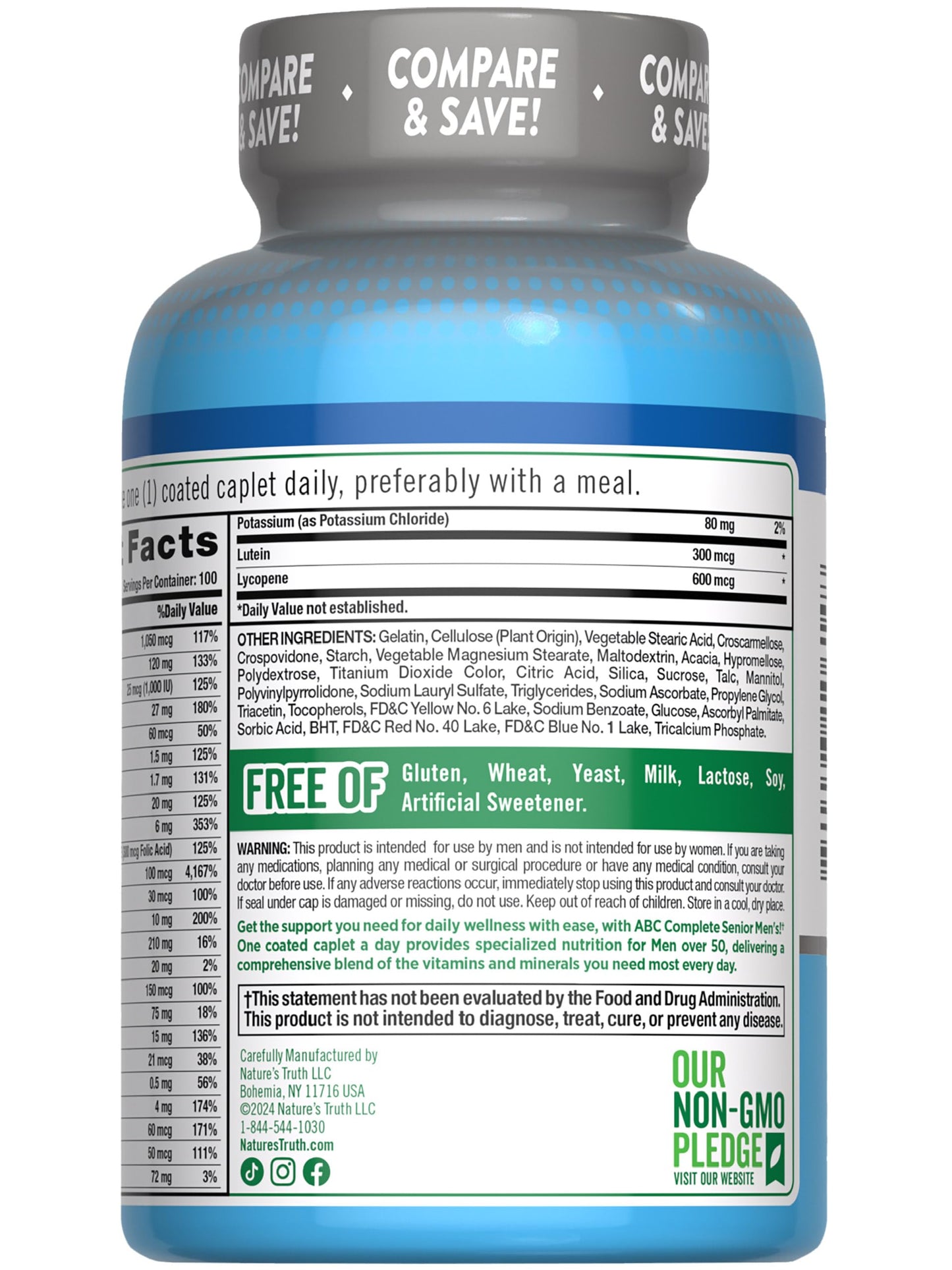 Nature's Truth Men's 50+ Multivitamin Caplets 100 Count