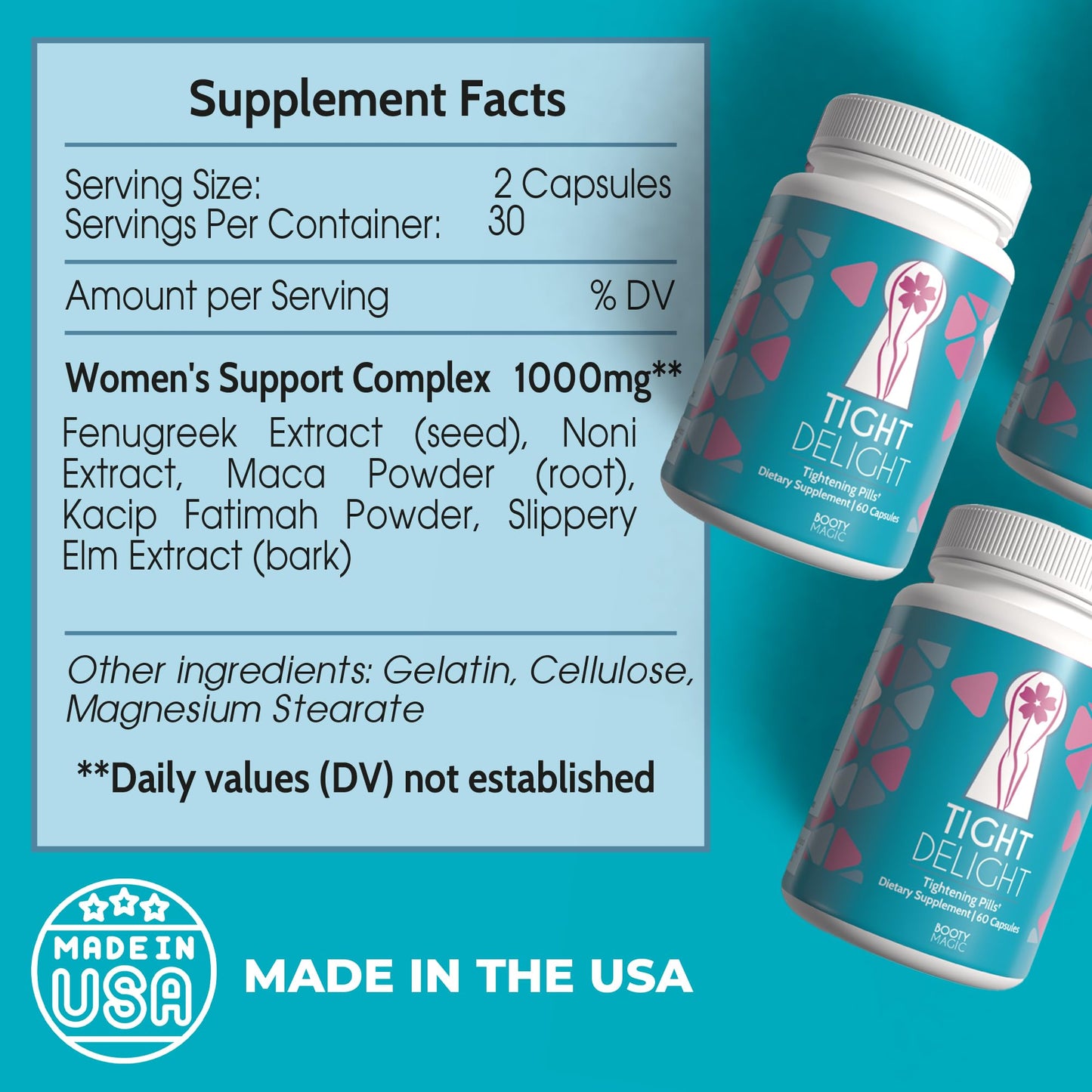 Booty Magic Tight Delight Vaginal Tightening Pills Dietary Supplement Capsule 60 Count