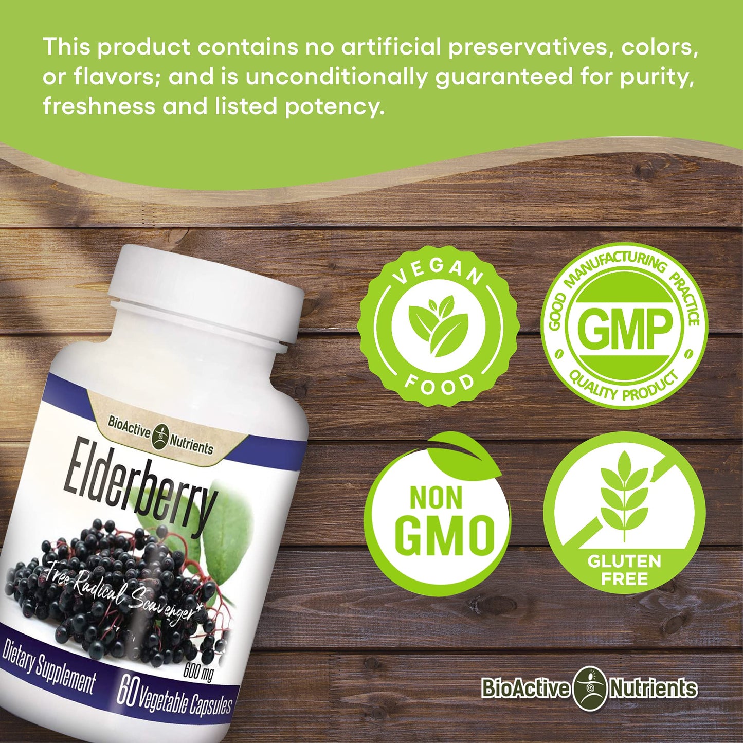 BIOACTIVE NUTRIENTS Elderberry Capsules 60 Capsules