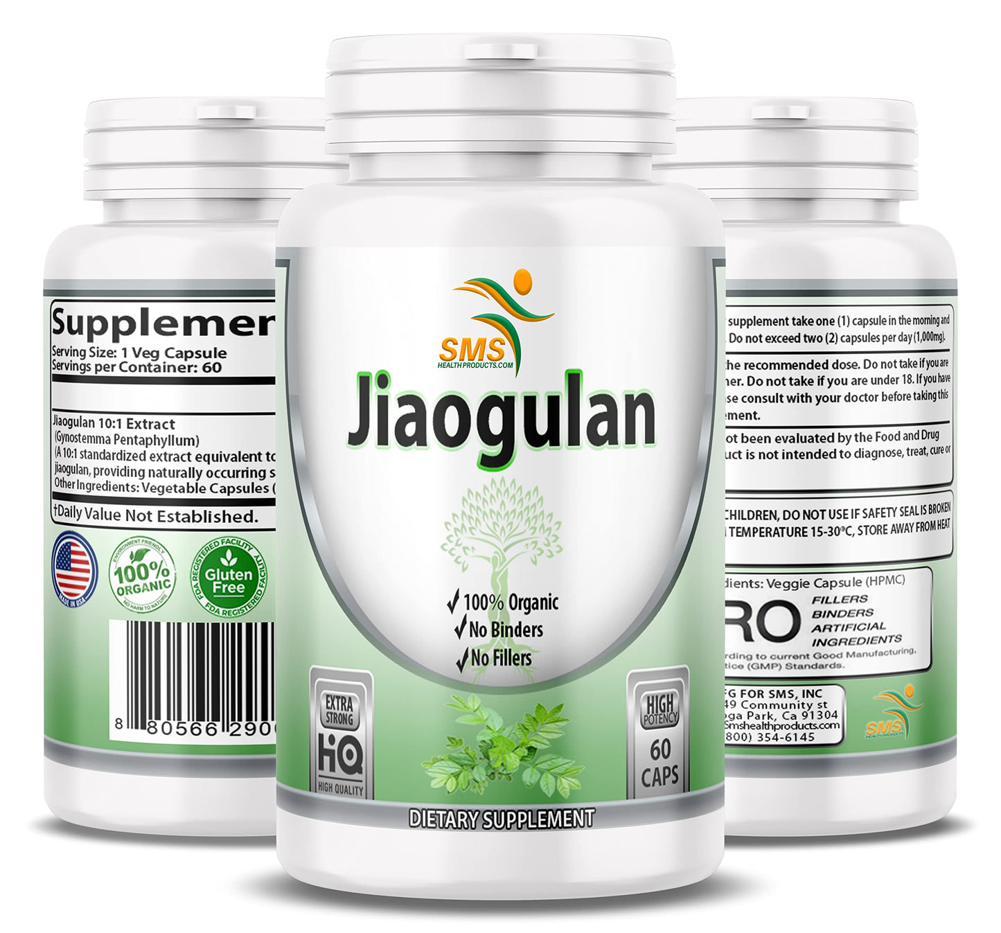 SMSHEALTHPRODUCTS.com Jiaogulan 10:1 Extract Veggie Capsules, 60 Count