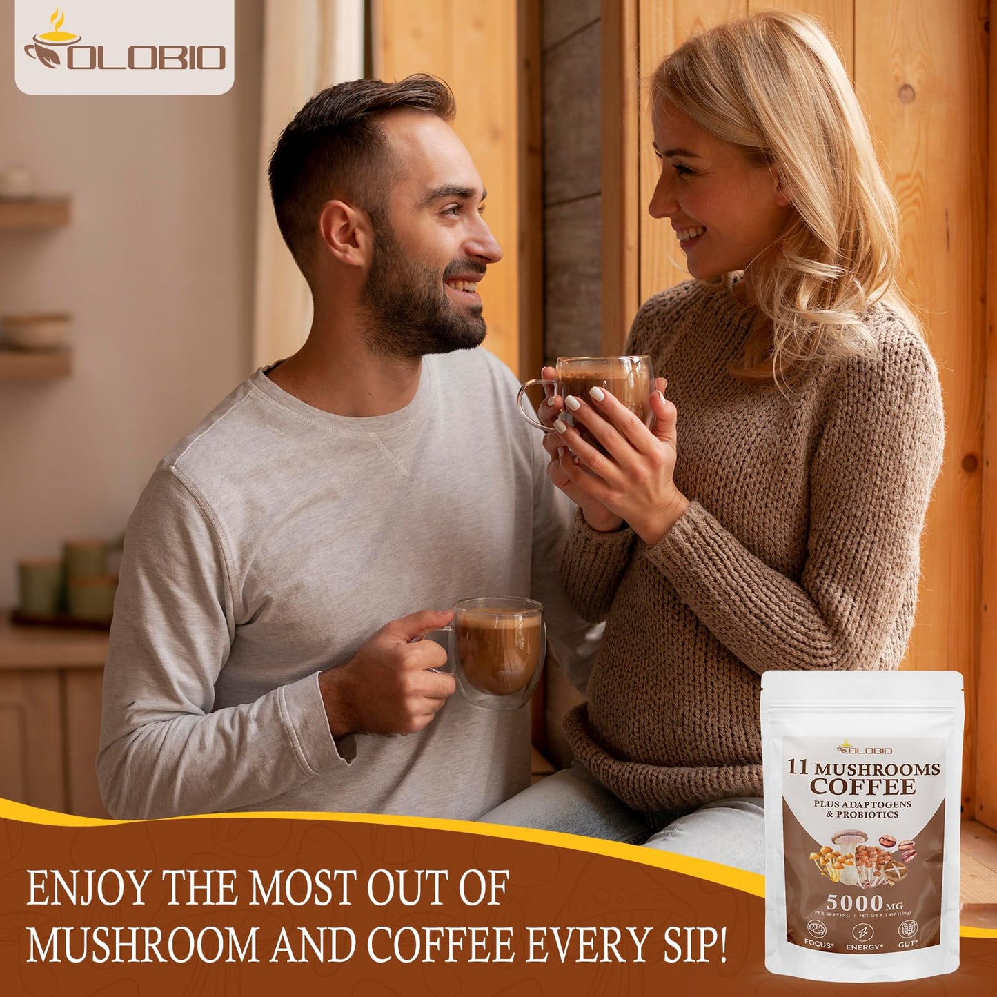 OLOBIO Mushroom Coffee Powder 5.3 oz