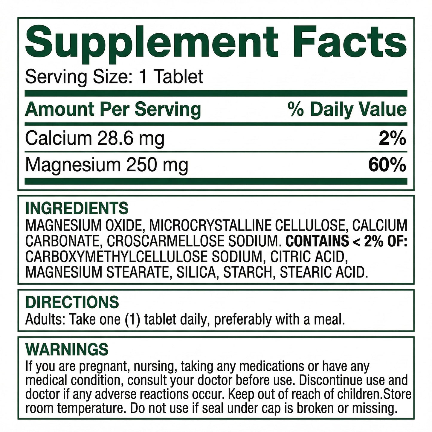 Unique Bundle Store Magnesium 250mg Tablets, 100 Count