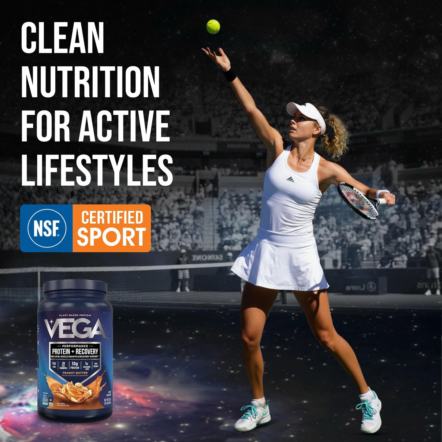 Vega Protein + Recovery Protein Powder, Peanut Butter, 28.8 oz
