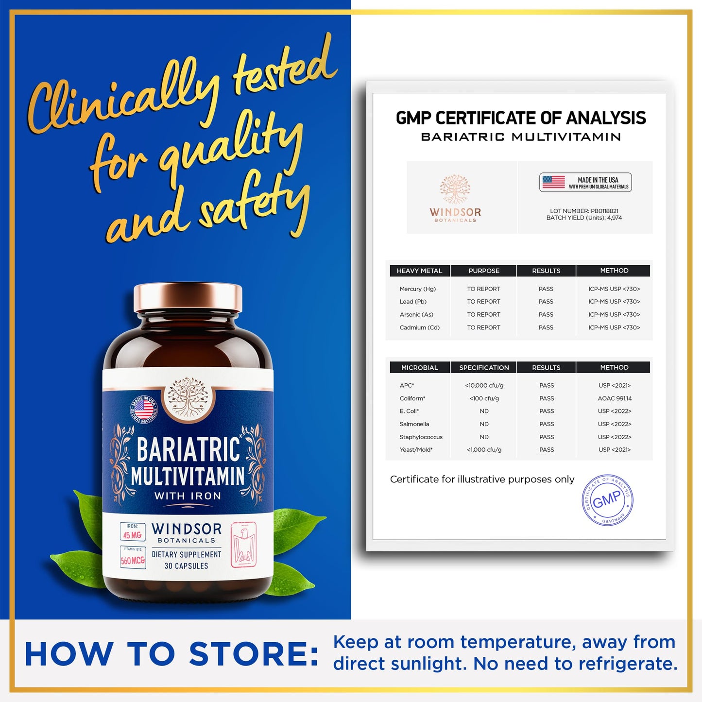 Windsor Botanicals Bariatric Multivitamin with Iron Capsule, 30 Count