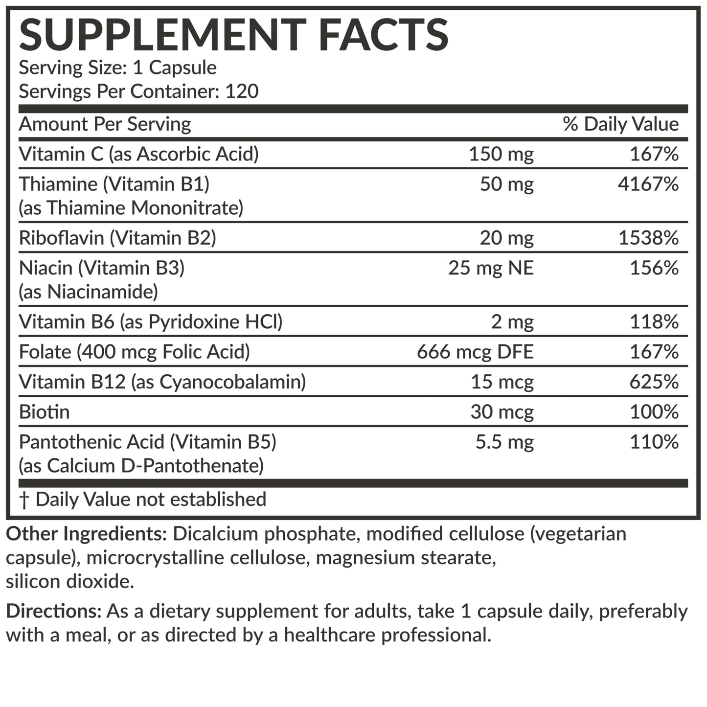 Futurebiotics Vitamin B Complex with Vitamin C Supports Energy Production, Nervous System & Immune Support, Non-GMO Capsules, 120
