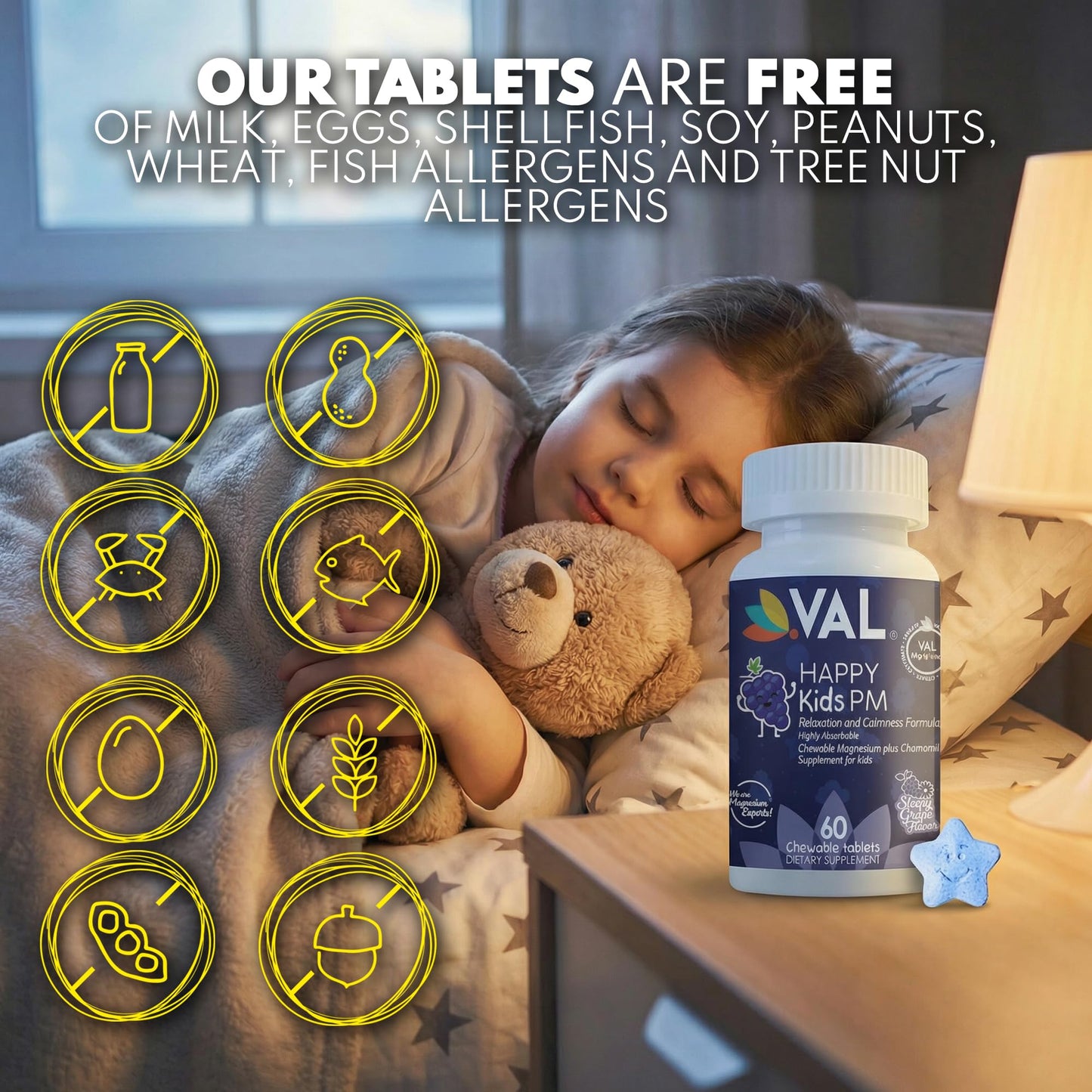 VAL Kids PM Magnesium Tablets, 60 Count