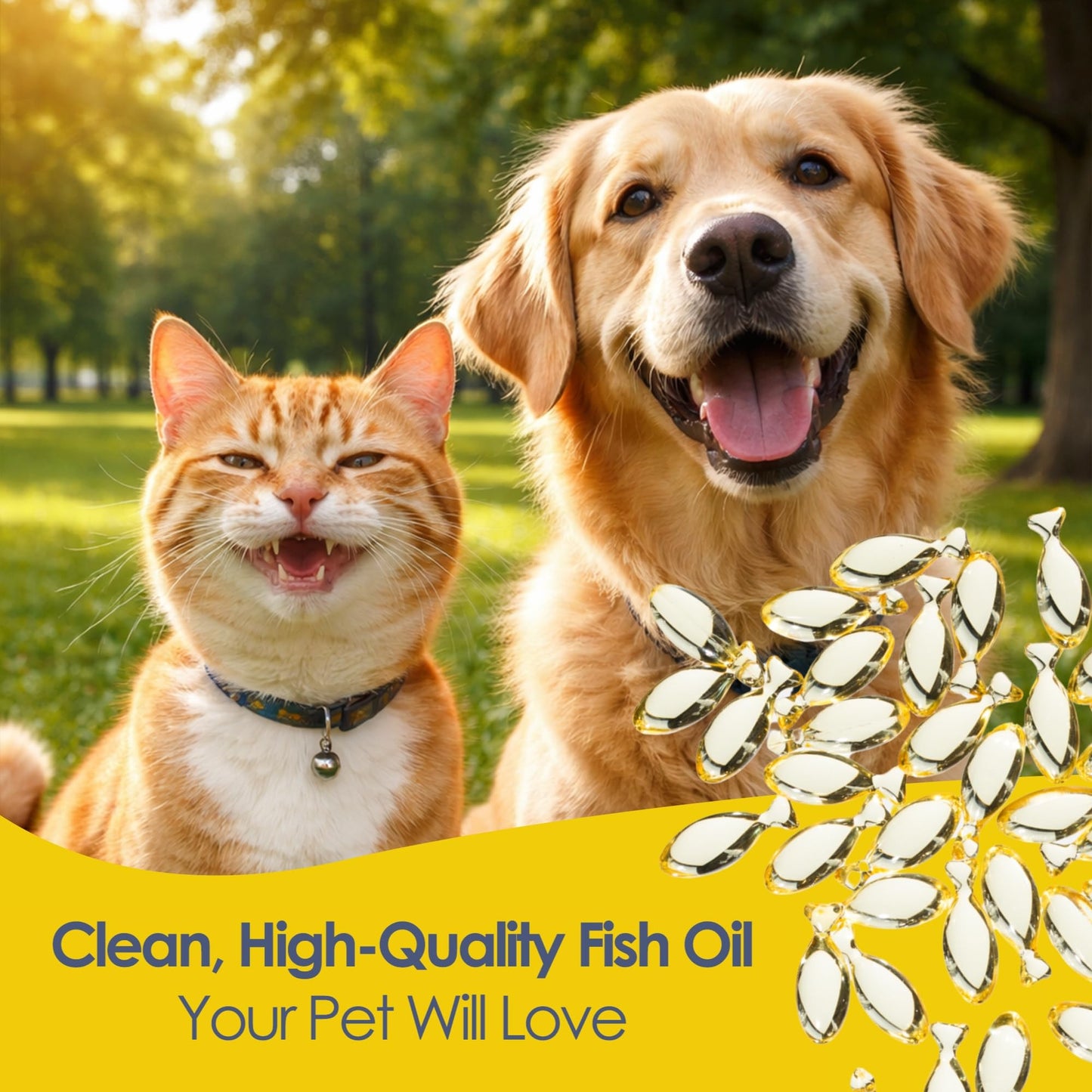 EESY PET Shine Omega-3 Fish Oil for Dogs & Cats, 60 Capsules