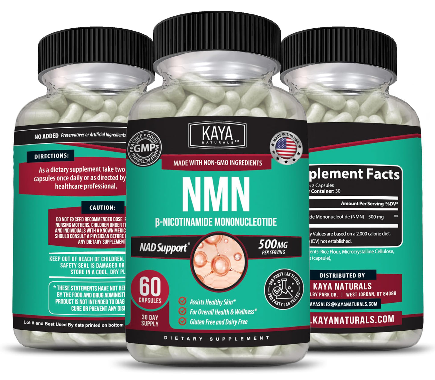 Kaya Naturals NMN 500mg Capsule, 60 Count