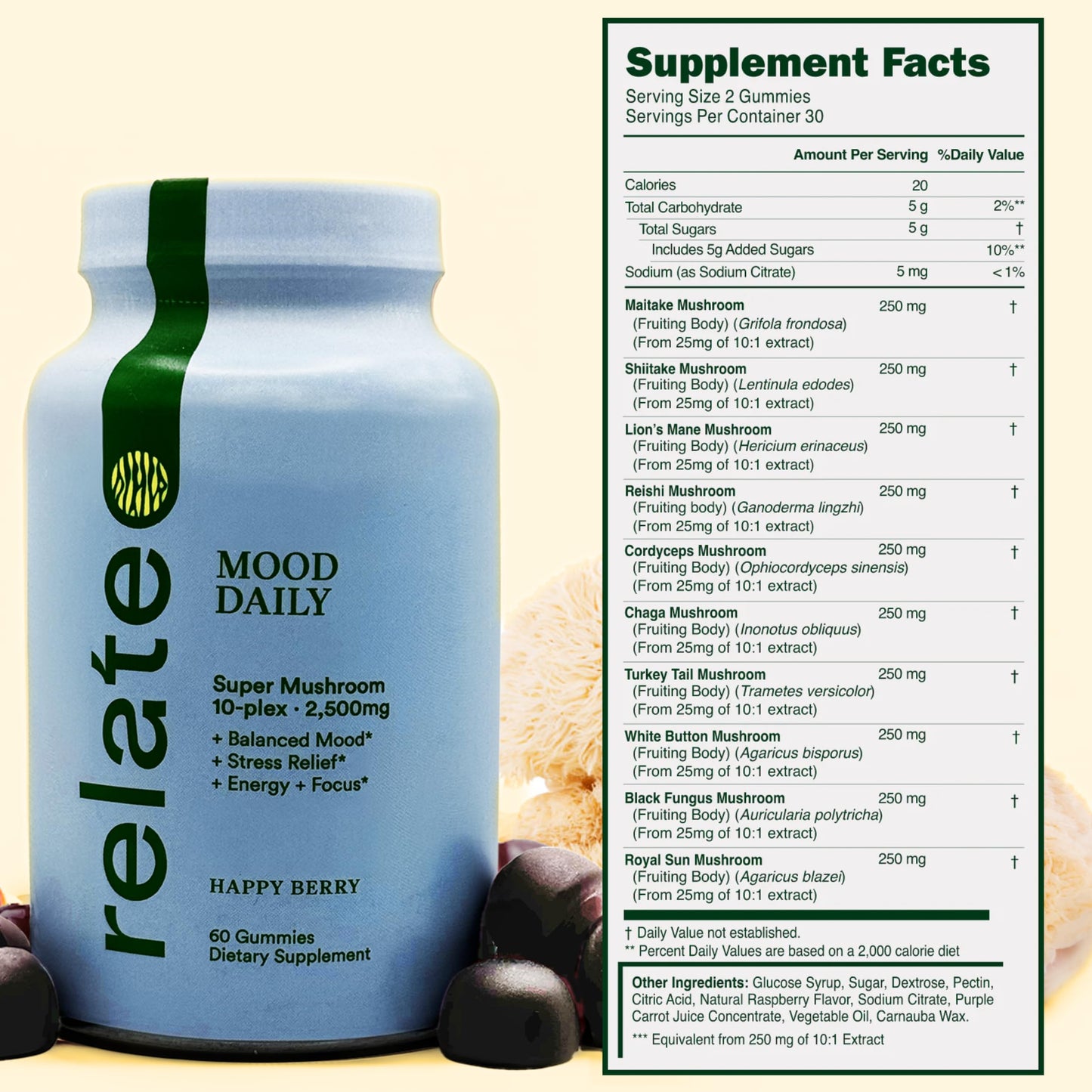 relate Mood Daily Happy Berry Gummies 60 Count