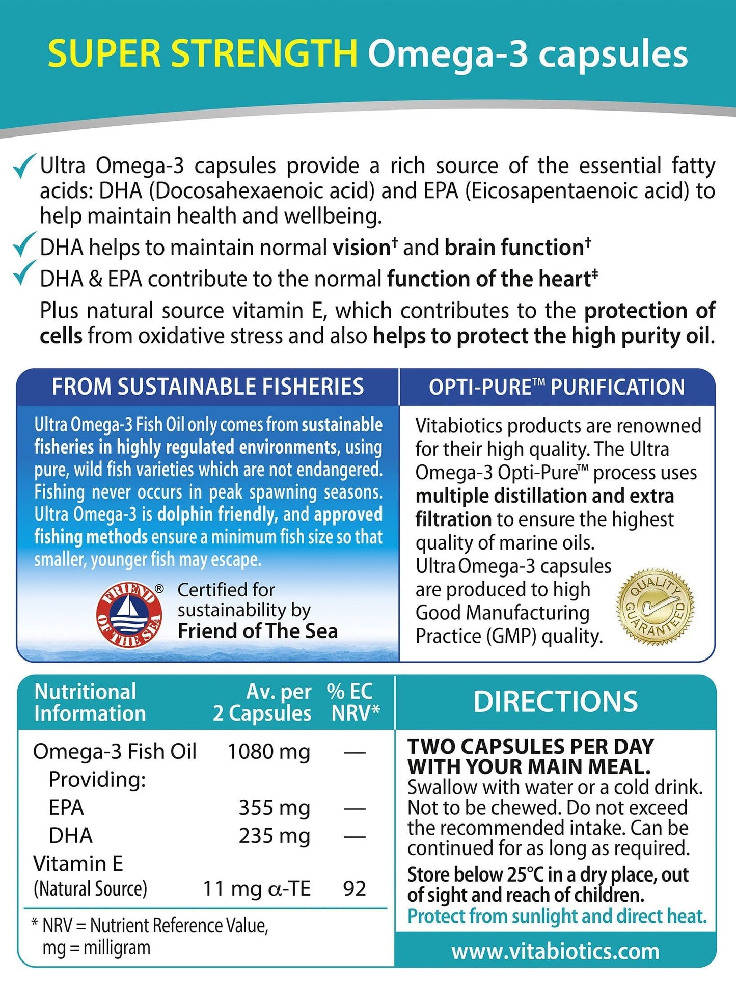Vitabiotics Ultra Omega 3 High Potency Capsules, 60