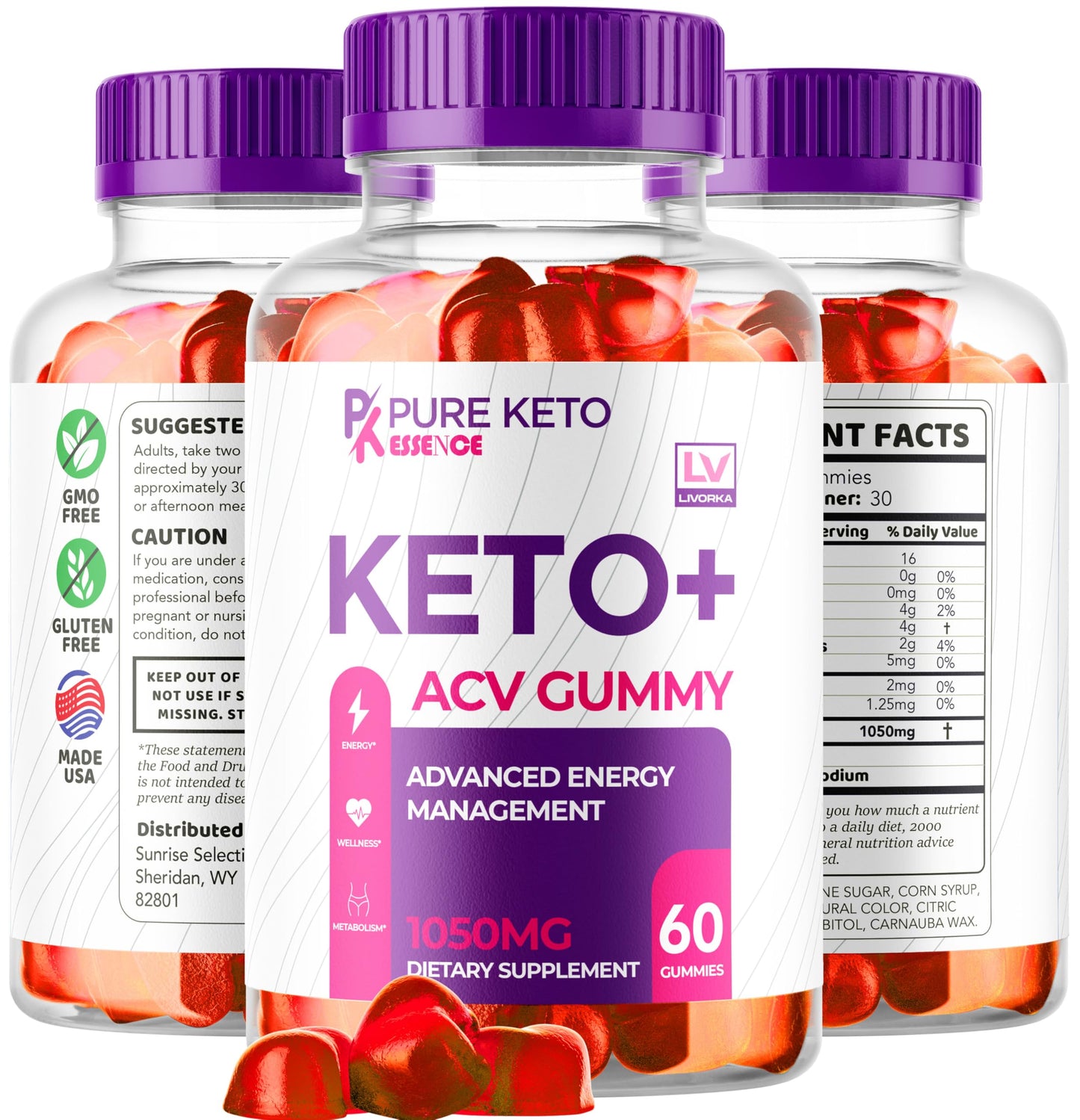 LIVORKA Pure Keto Essence Keto ACV Gummies, 180 Gummies