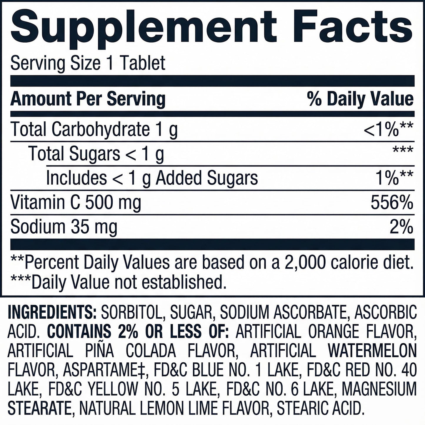 Generic Vitamin C 500mg Chewable Tablet 200 Count