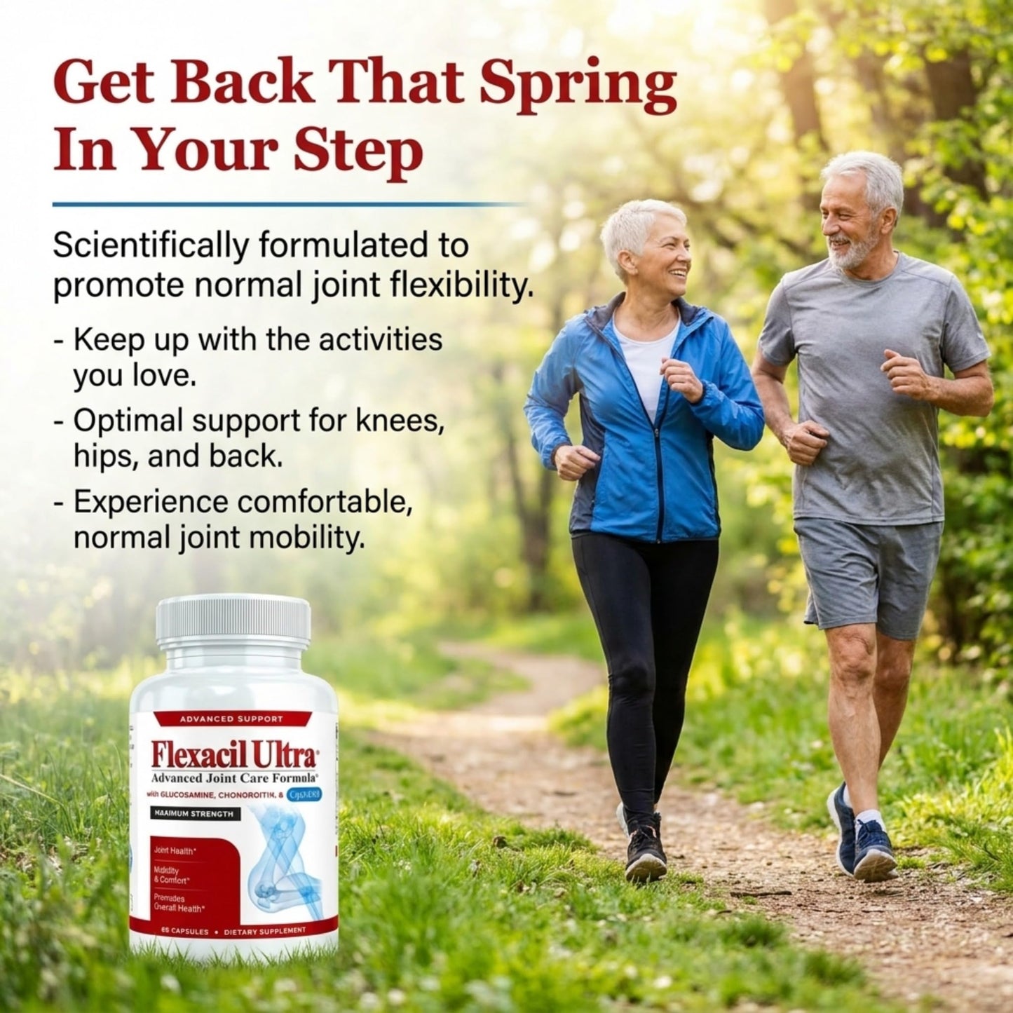 Flexacil Ultra Joint Health & Support Supplement with Glucosamine Sulfate, Chondroitin, Hyaluronic Acid & MSM for Joint Support, Cartilage & Flexability, 60 Capsules