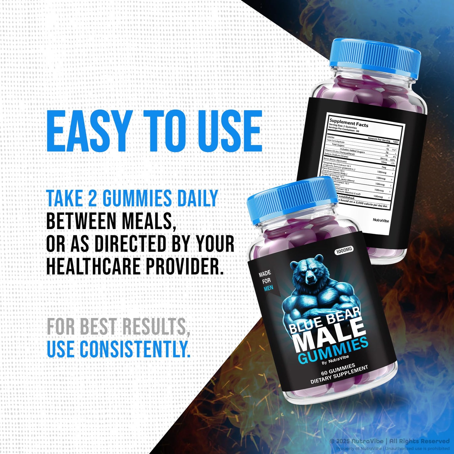 NutraVibe Blue Bear Male Gummies 120 Gummies