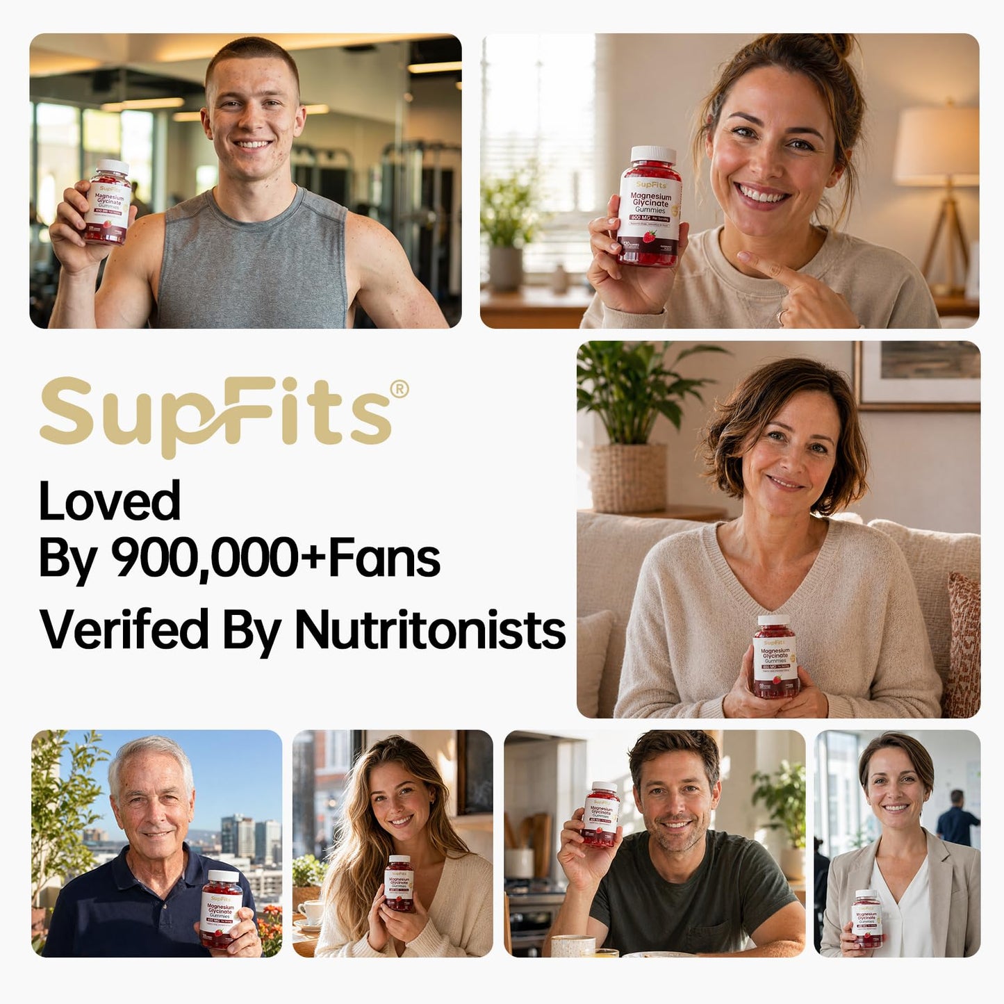 Supfits Magnesium Glycinate Gummies 600mg, 120 Count
