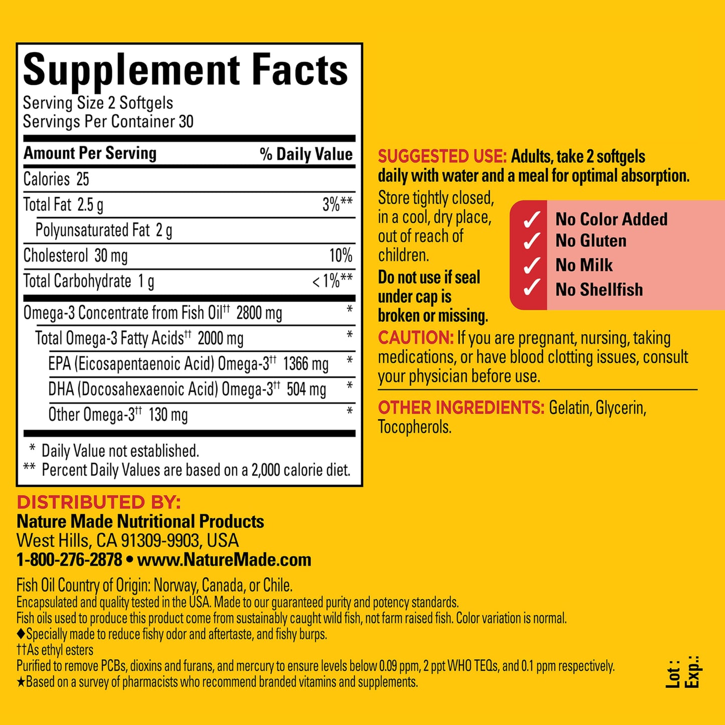 Nature Made Omega-3 Fish Oil Supplement Softgels, 60 Count