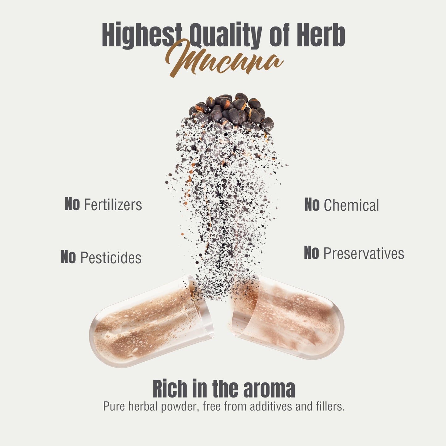 Herbsforever Mucuna Pruriens (Velvet Bean) - Extra Strength (15:1) Extract, Equiv. to 4990mg Seed Powder Per Serving - Brain & Nervous Health, Body Mass Muscles (Natural 30% L-Dapa) Capsules 60