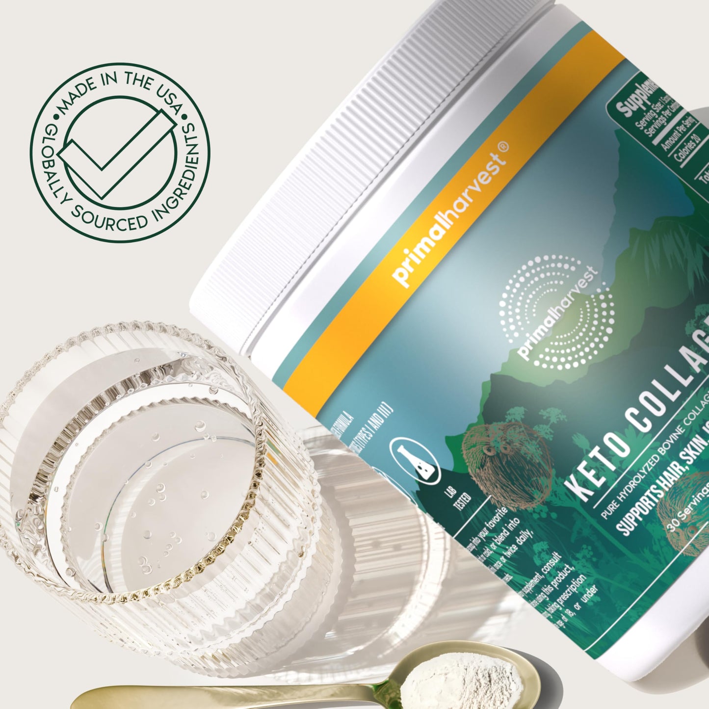 Primal Harvest Keto Collagen Daily Powder Supplement, 6