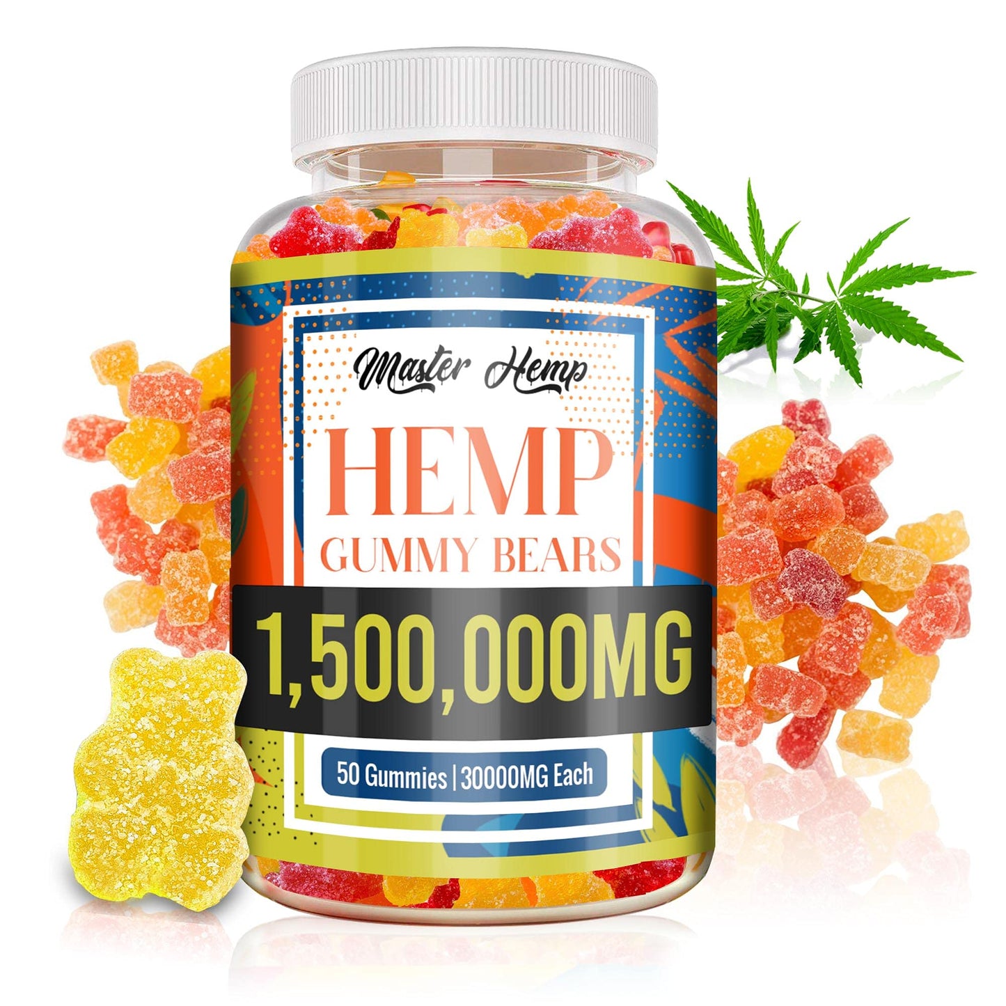 Decatela Naturals Organic Hemp Gummies High Strength - Nature's Leaf Vegan Hemp Oil Infused Edibles L-Theanine Ashwagandha Herbal Harmony Gummy, 50 Gummies