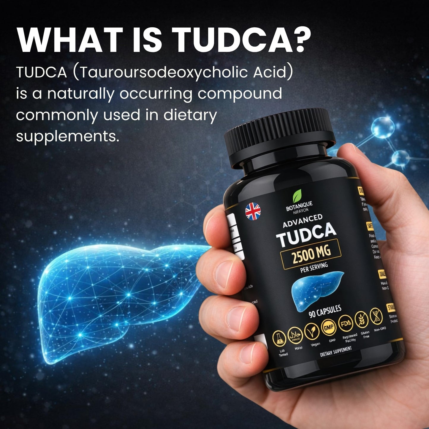 Botanique Heaven TUDCA 2500mg Capsules – Tauroursodeoxycholic Acid – Liver & Gallbladder Support – 90 Capsules