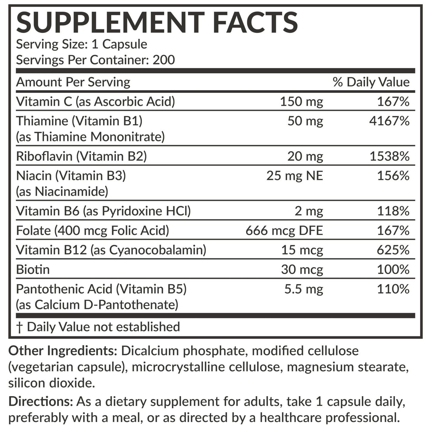 Futurebiotics Vitamin B Complex with Vitamin C Capsule, 200 Count