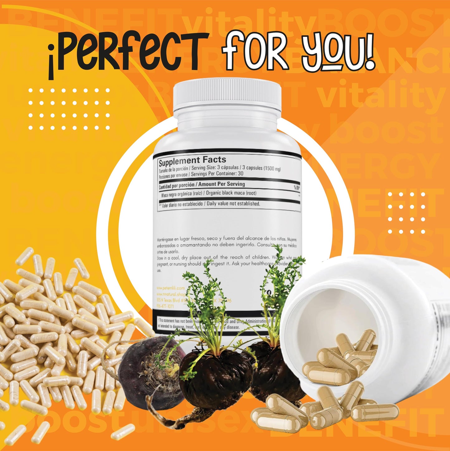 M NATURAL Maca Negra Capsule 90 Count