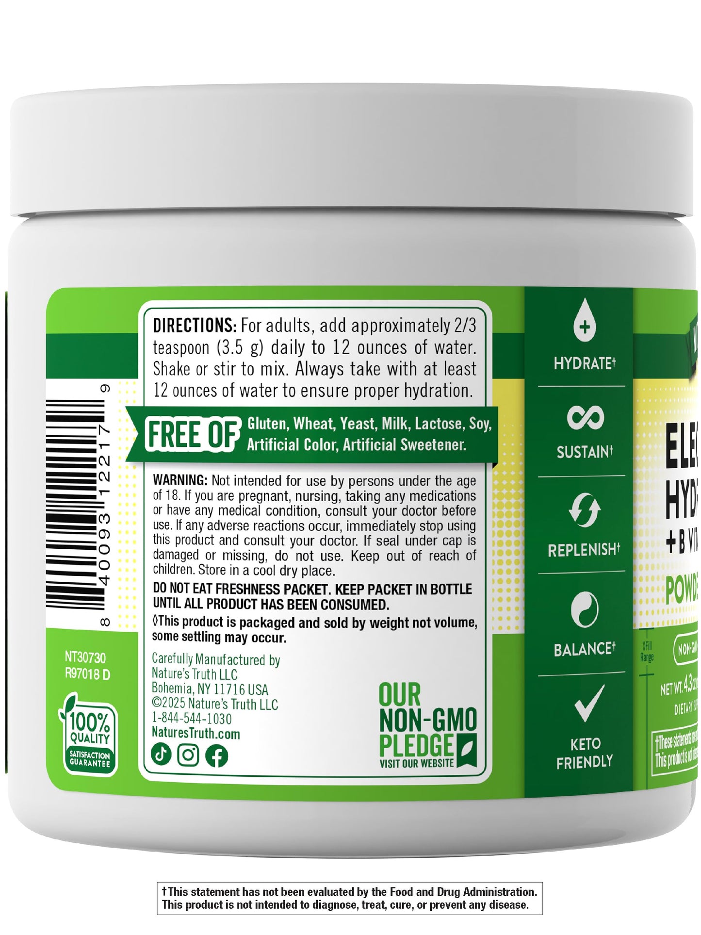 Nature's Truth Electrolytes Powder 4.3 oz