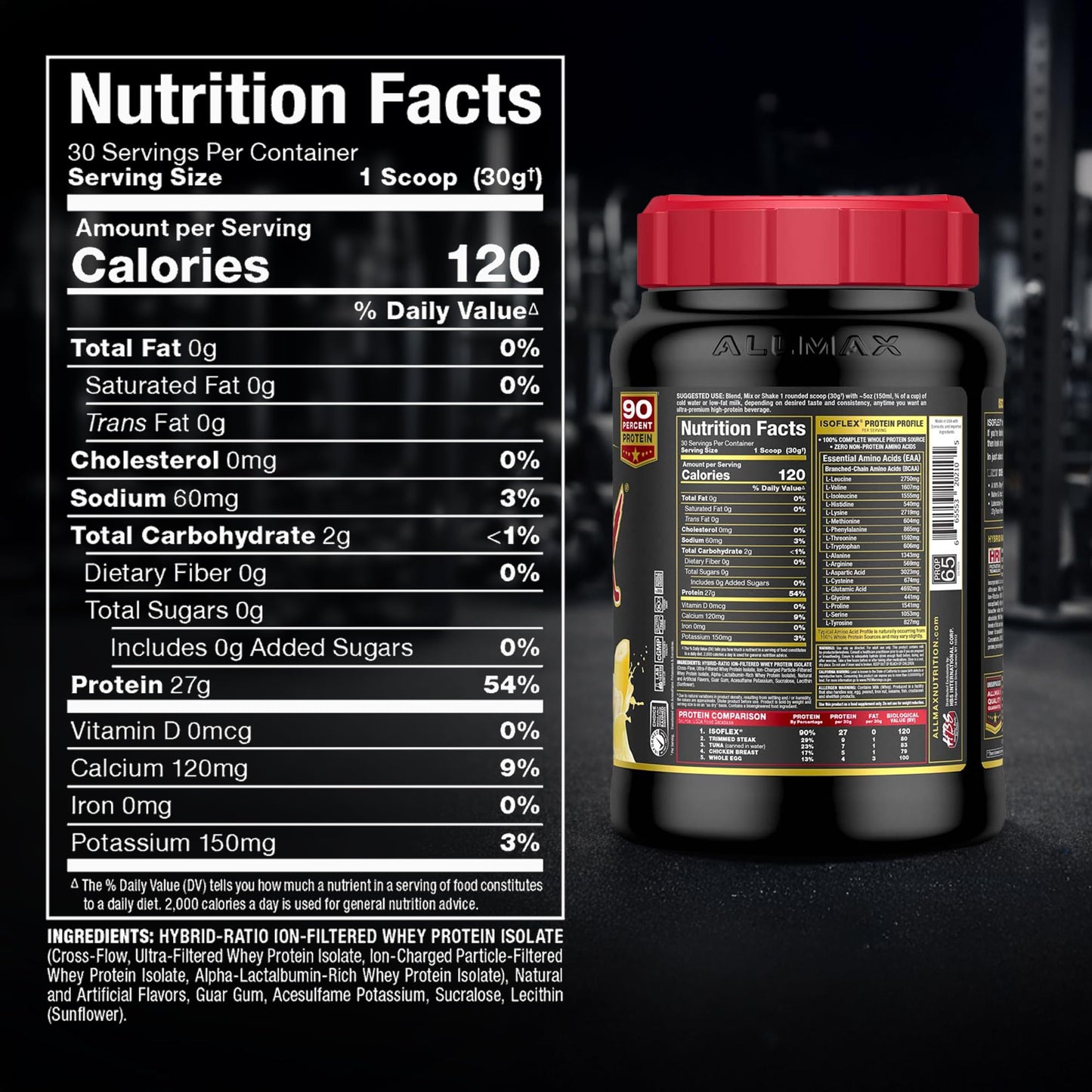 ALLMAX ISOFLEX Pure Whey Isolate Protein Powder Banana, 32 Servings