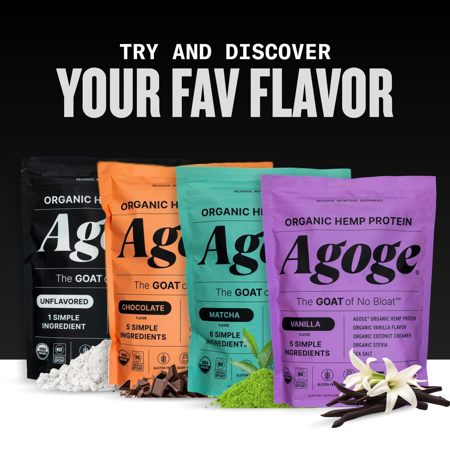 Agoge USDA Organic Hemp Protein Powder, 20 Servings