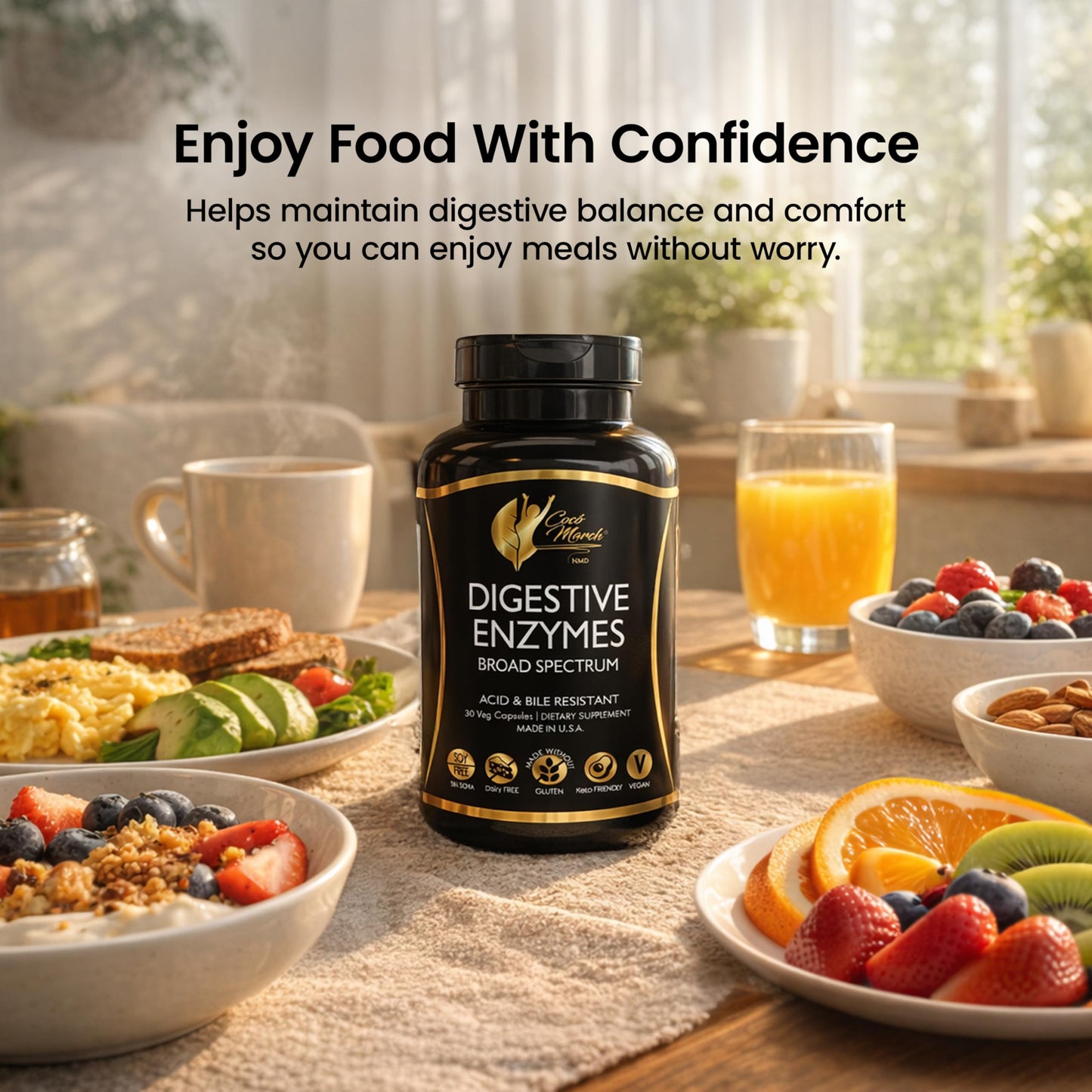 Cocó March N.M.D Digestive Enzymes – Broad Spectrum 18 Enzyme Blend, 30 Veg Capsules
