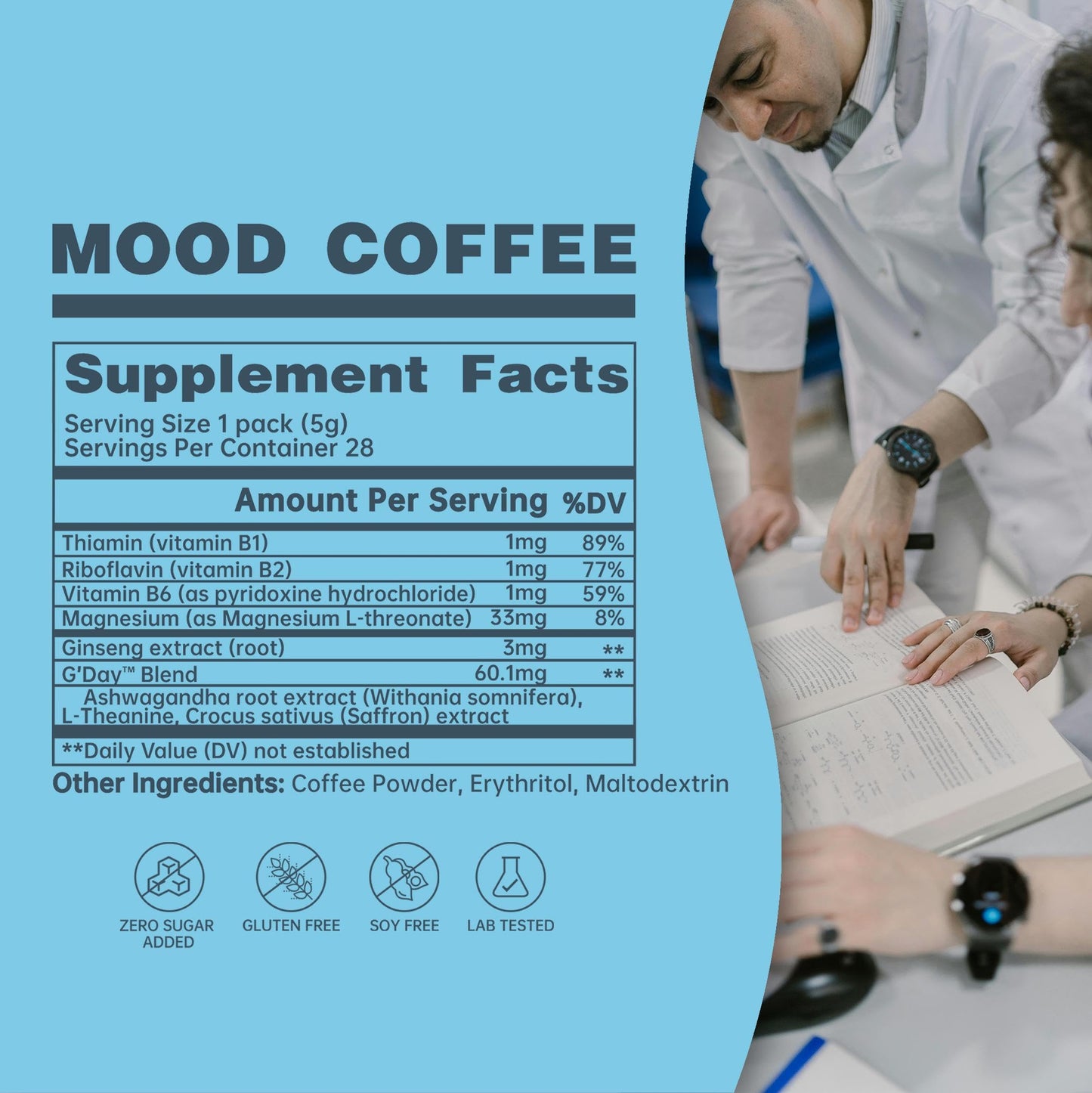 Generic Jiggle Functional Coffee for Mood & Cortisol, Brain & Nootropics, Ashwagandha, L-Theanine, Saffron, Sugar-free, Powder, 5