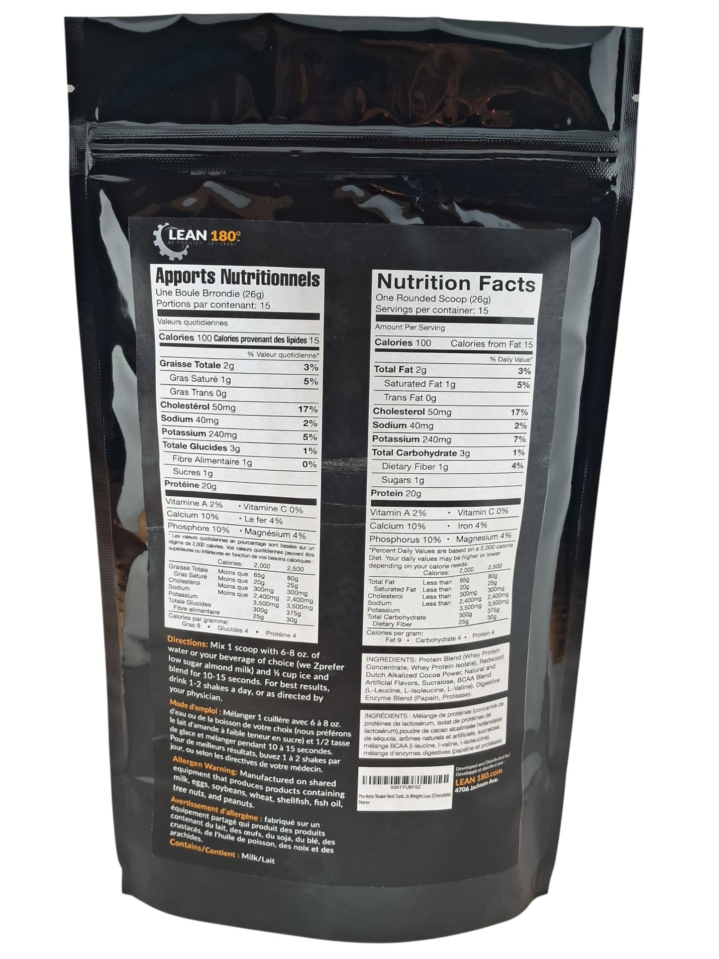 Lean 180 Pro-Keto Shake Powder, 13.65 oz (Chocolate)