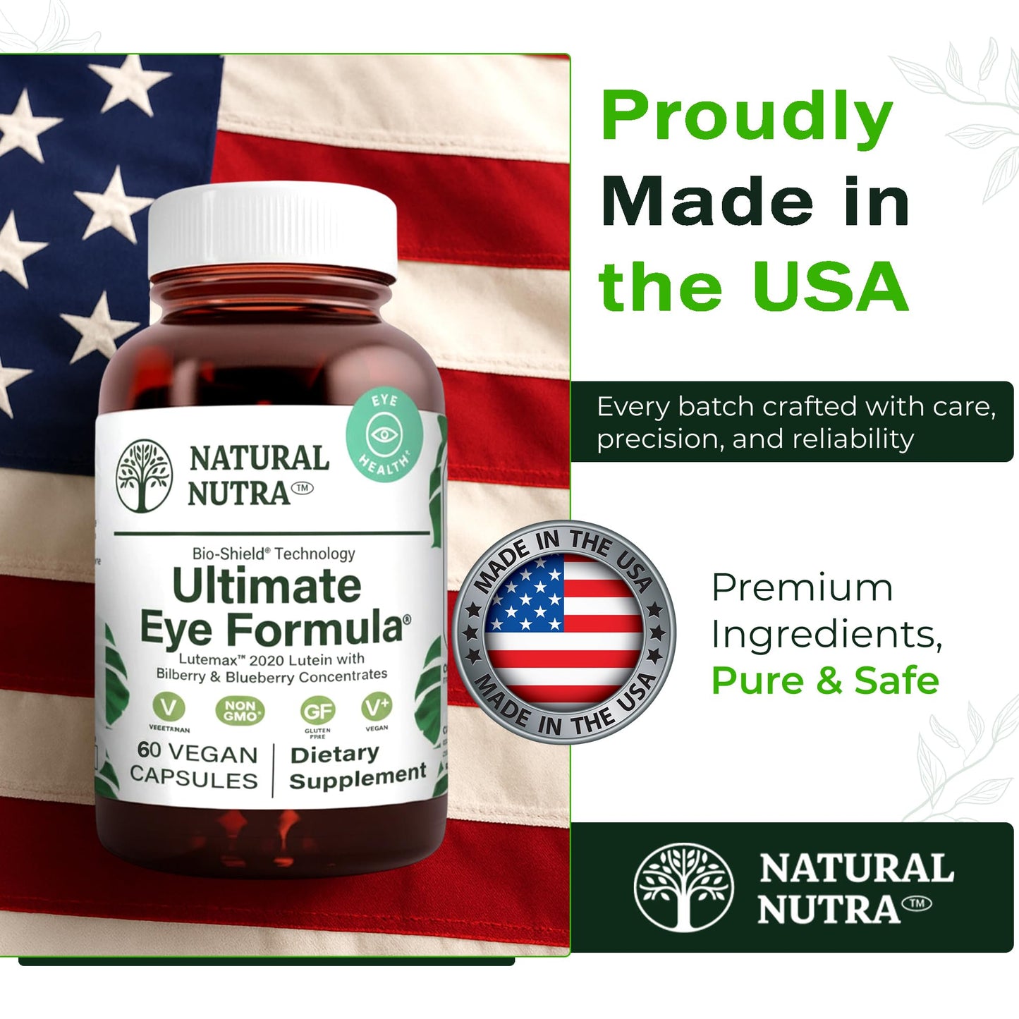 Natural Nutra Ultimate Eye Health Supplement - Bilberry & Blueberry Extract Blend for Day and Night Vision Support, 60 Capsules