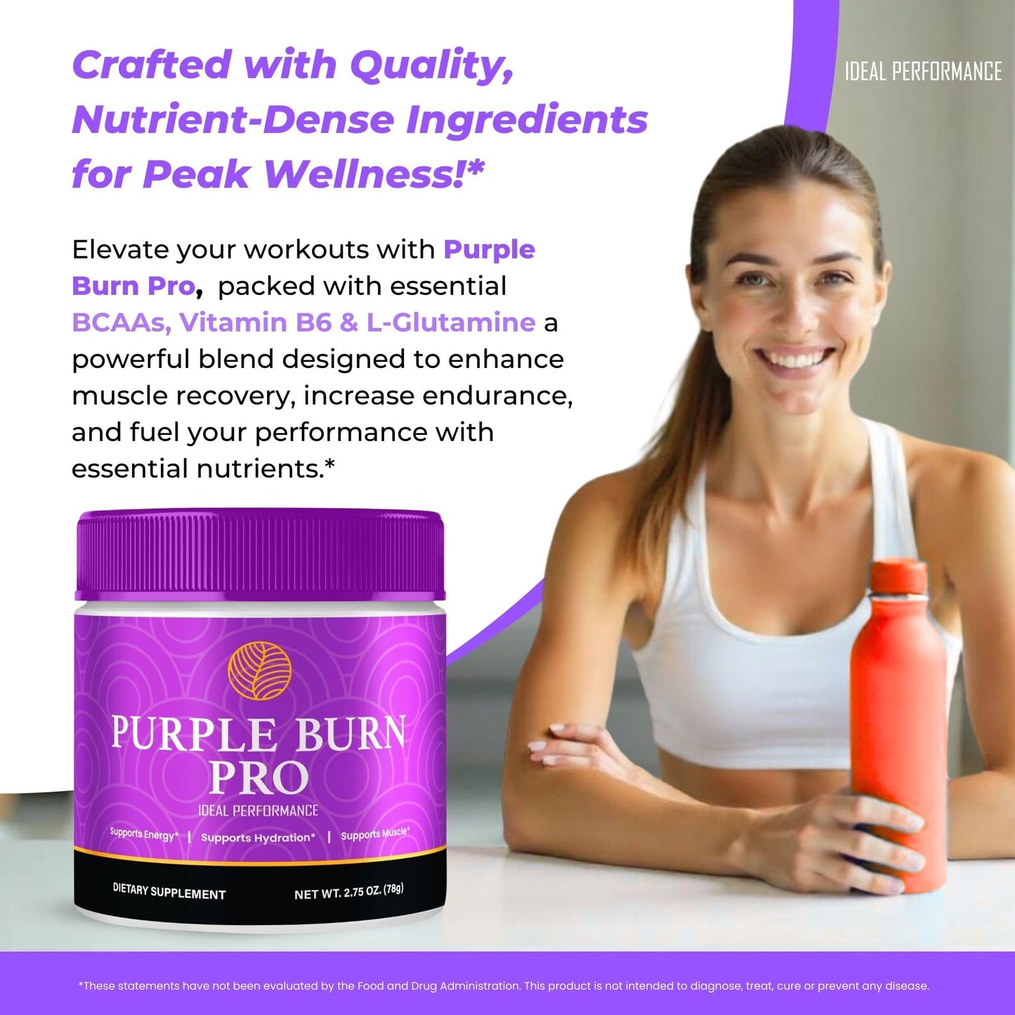 IDEAL PERFORMANCE Purple Burn Pro Powder, 6 Count
