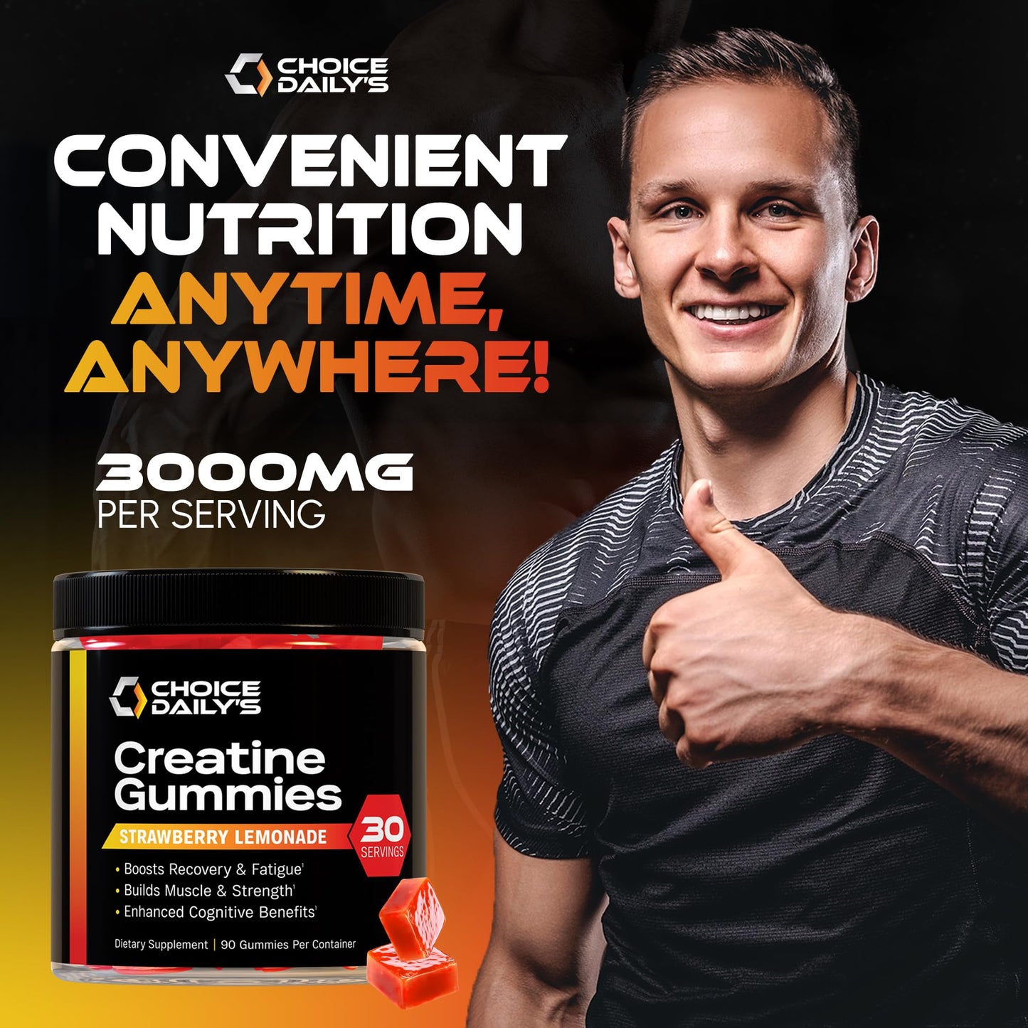 CHOICE DAILY’S Creatine Gummies Gummy, 90 Count