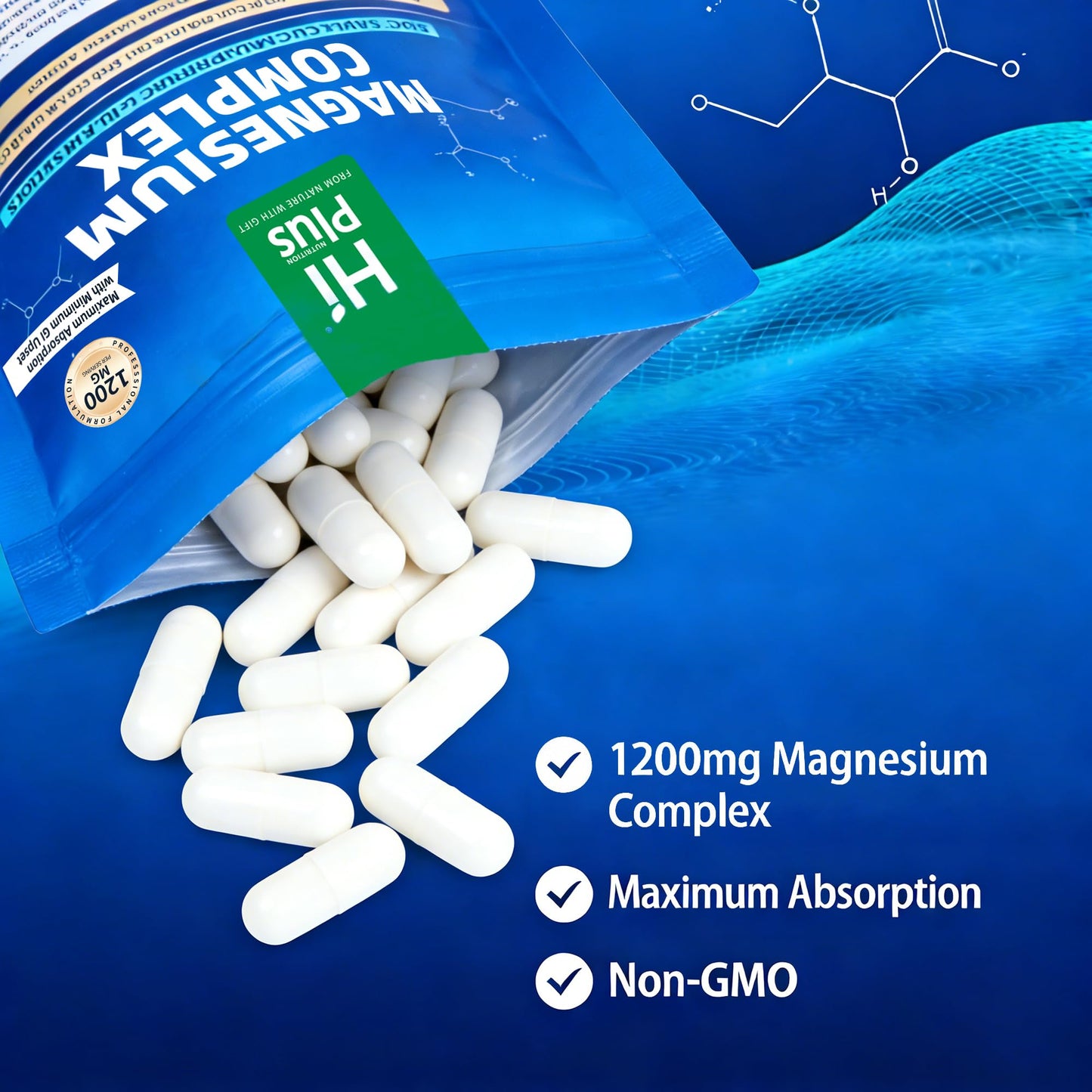 HiPlus Magnesium Complex Supplement Capsules, 1 Count